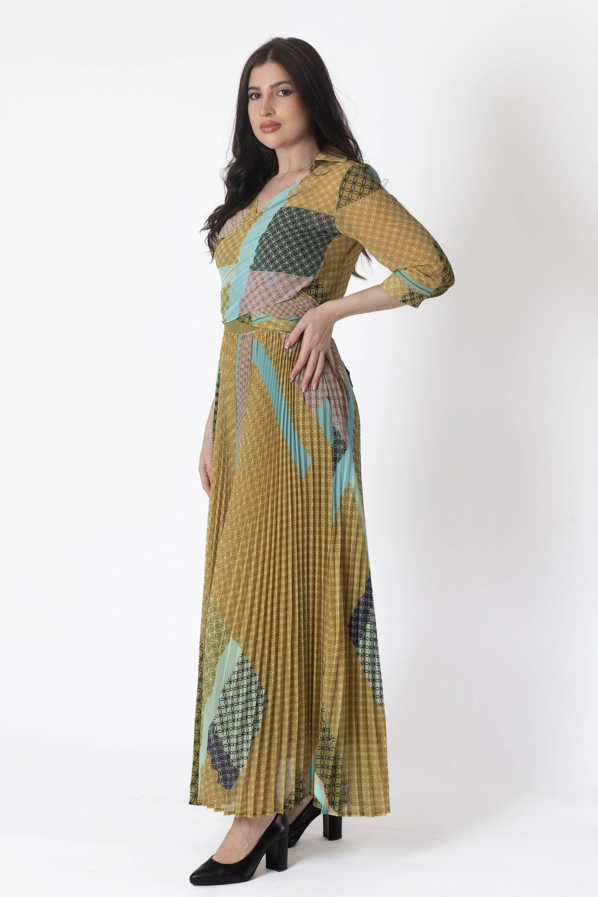 Printed Pleated Maxi Dress - Image 2