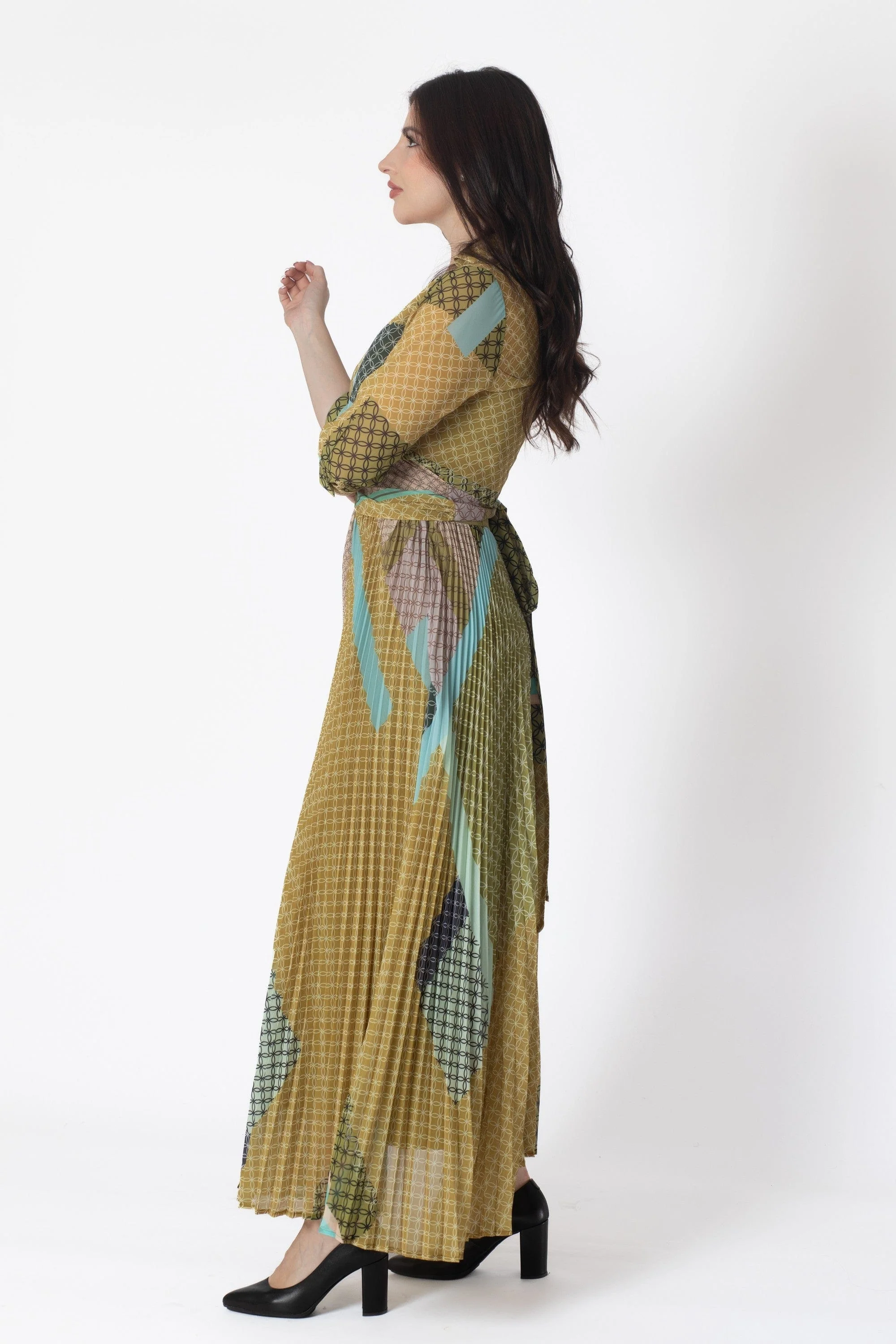 Printed Pleated Maxi Dress - Image 3
