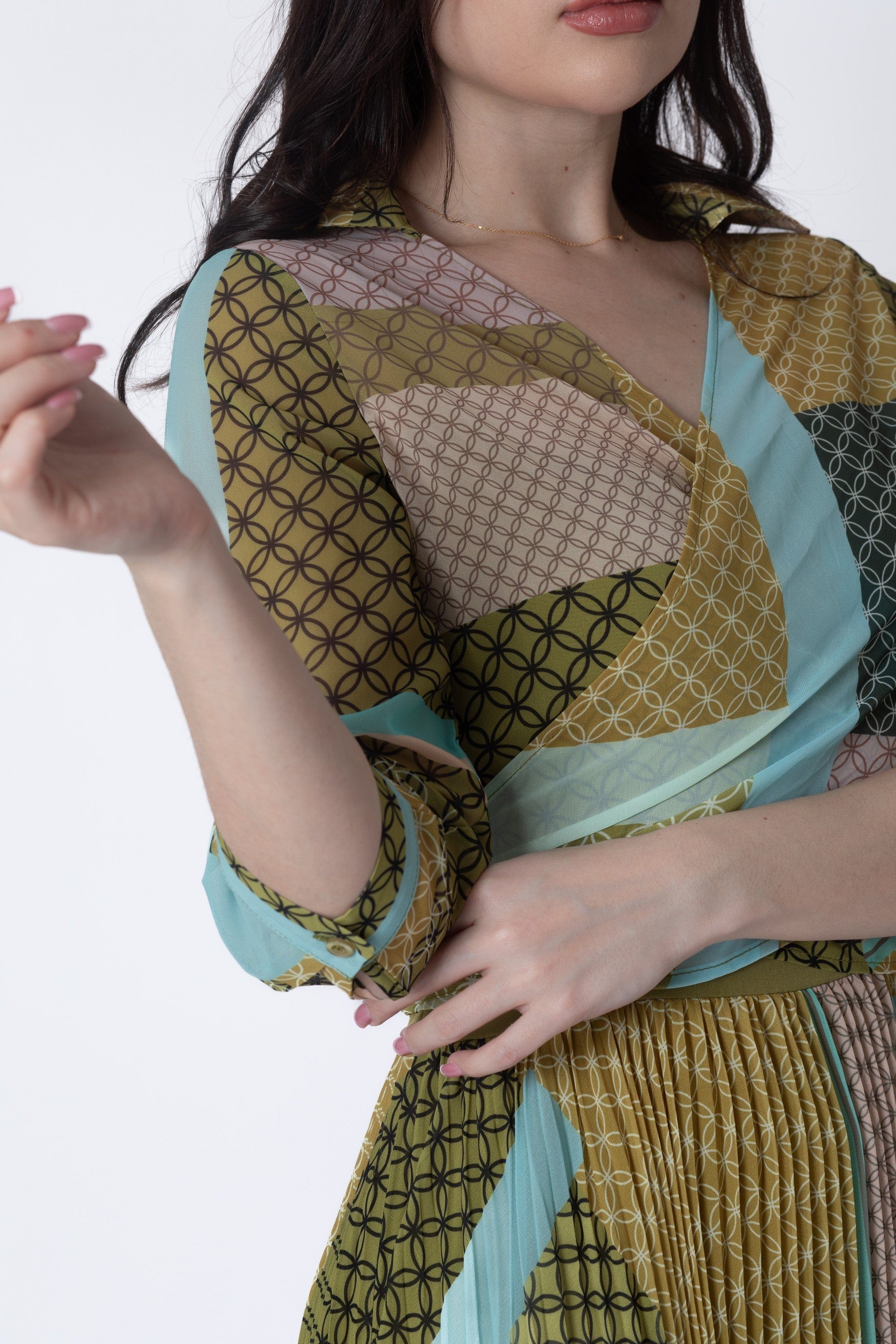 Printed Pleated Maxi Dress - Image 5