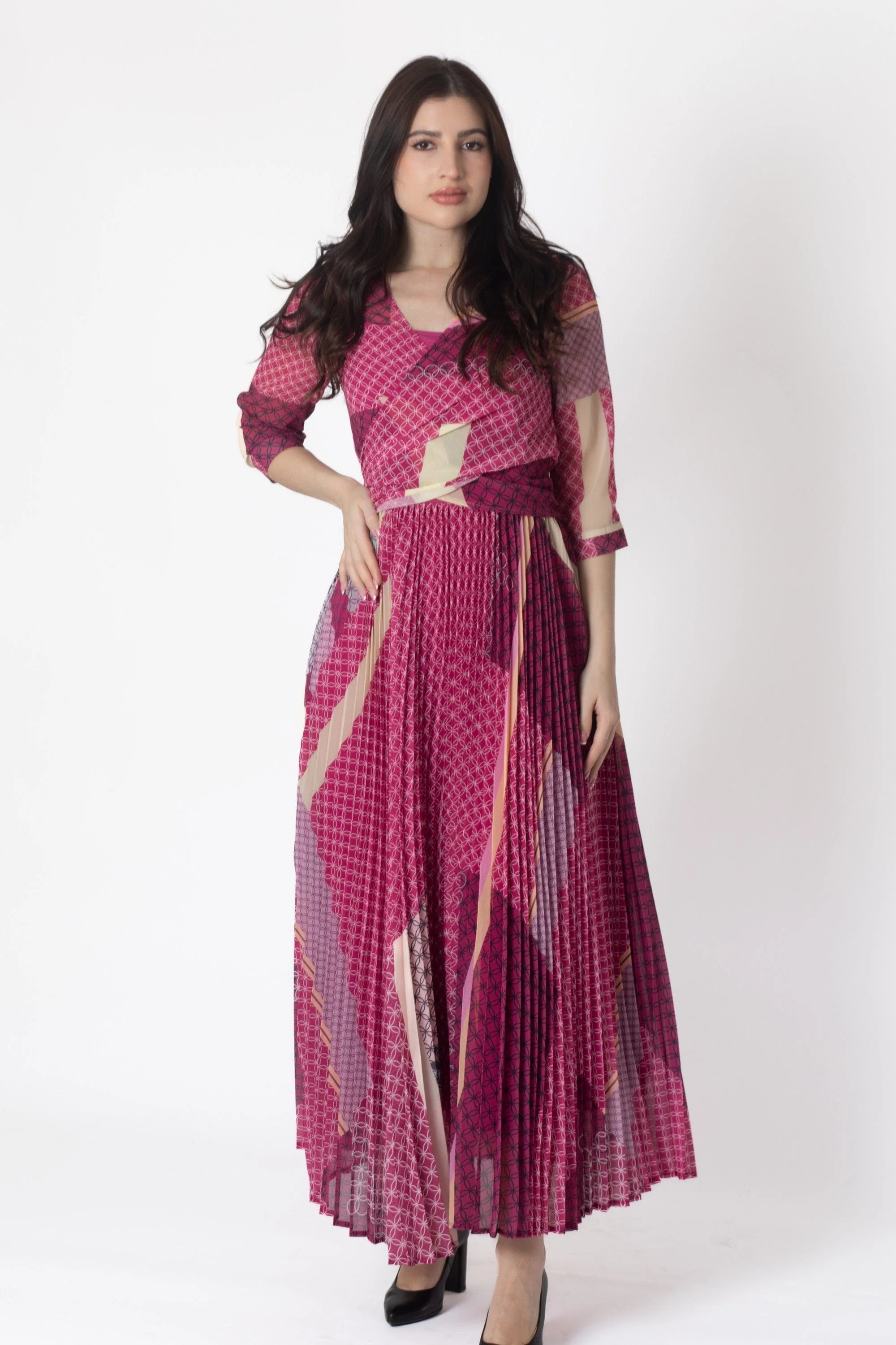 Printed Pleated Maxi Dress - Image 6