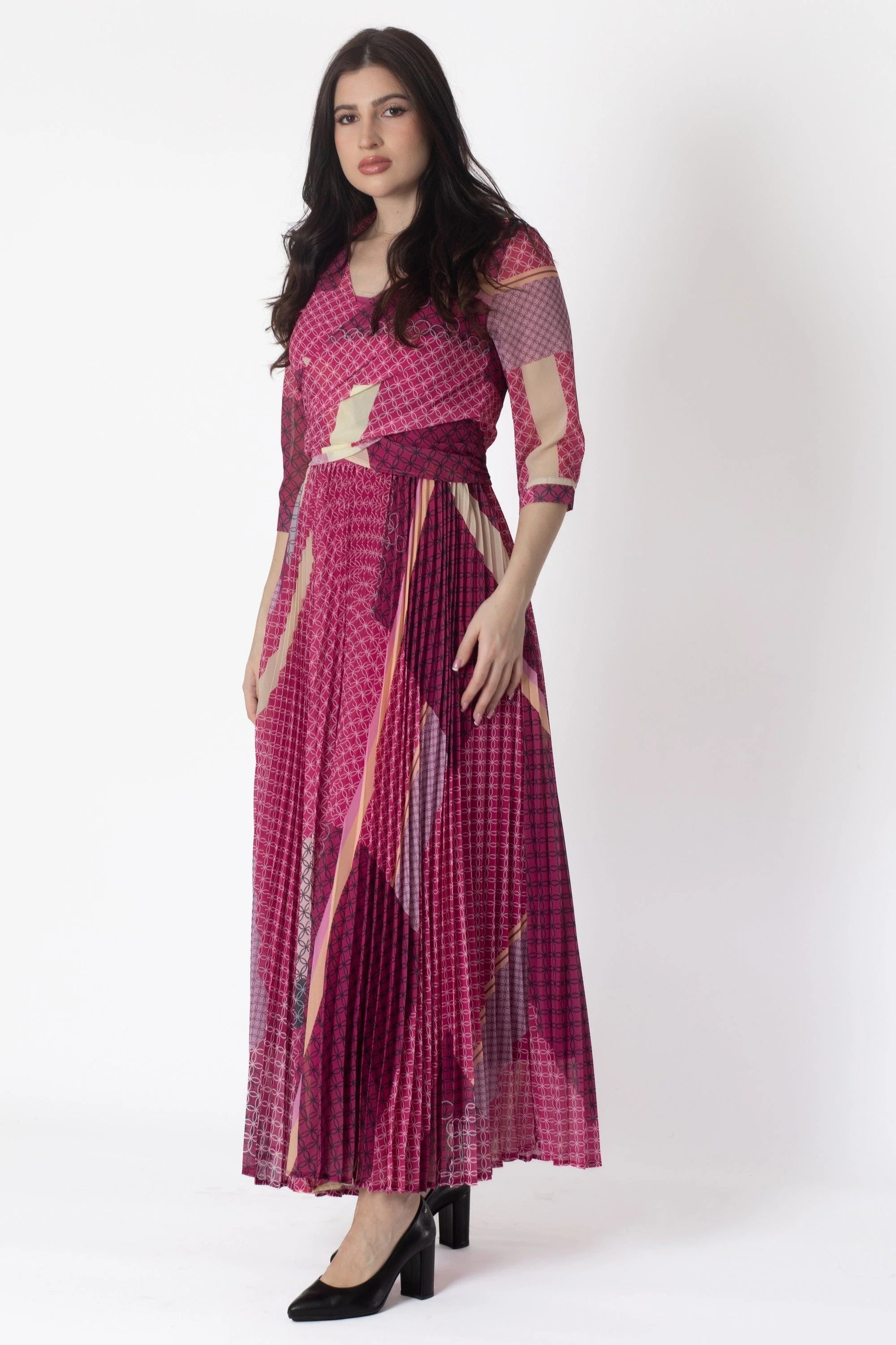 Printed Pleated Maxi Dress - Image 7