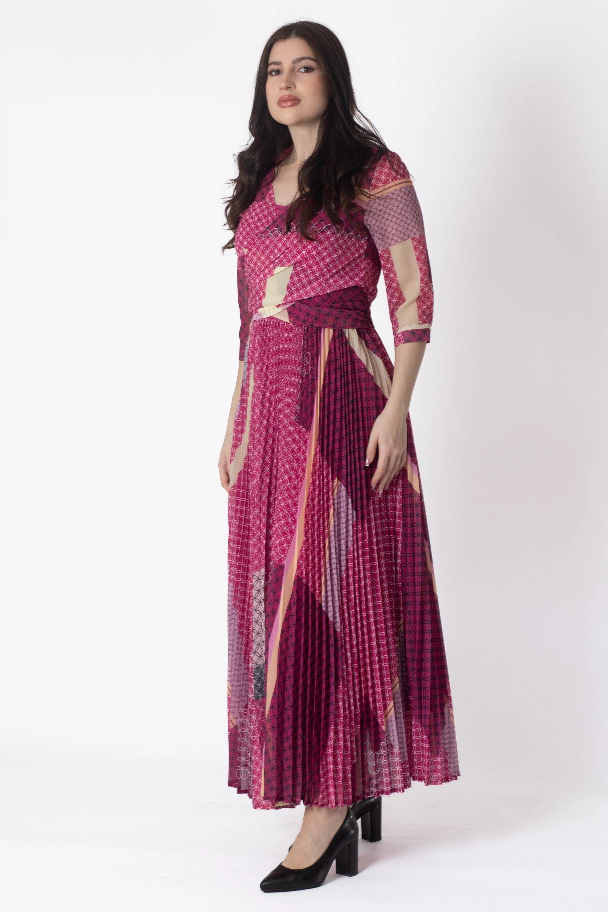 Printed Pleated Maxi Dress - Image 8