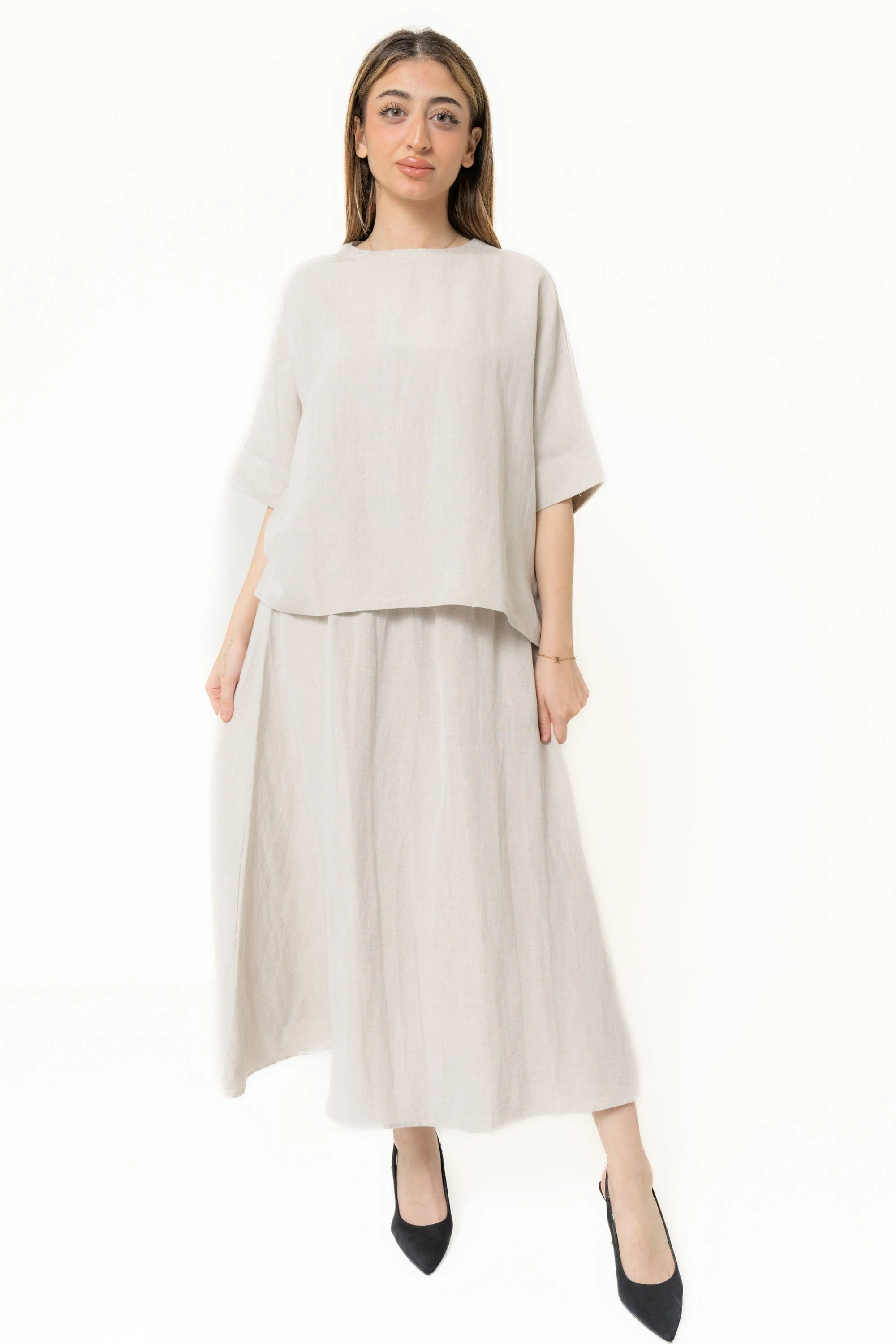 Plain Short Sleeve Blouse With Button At The Back