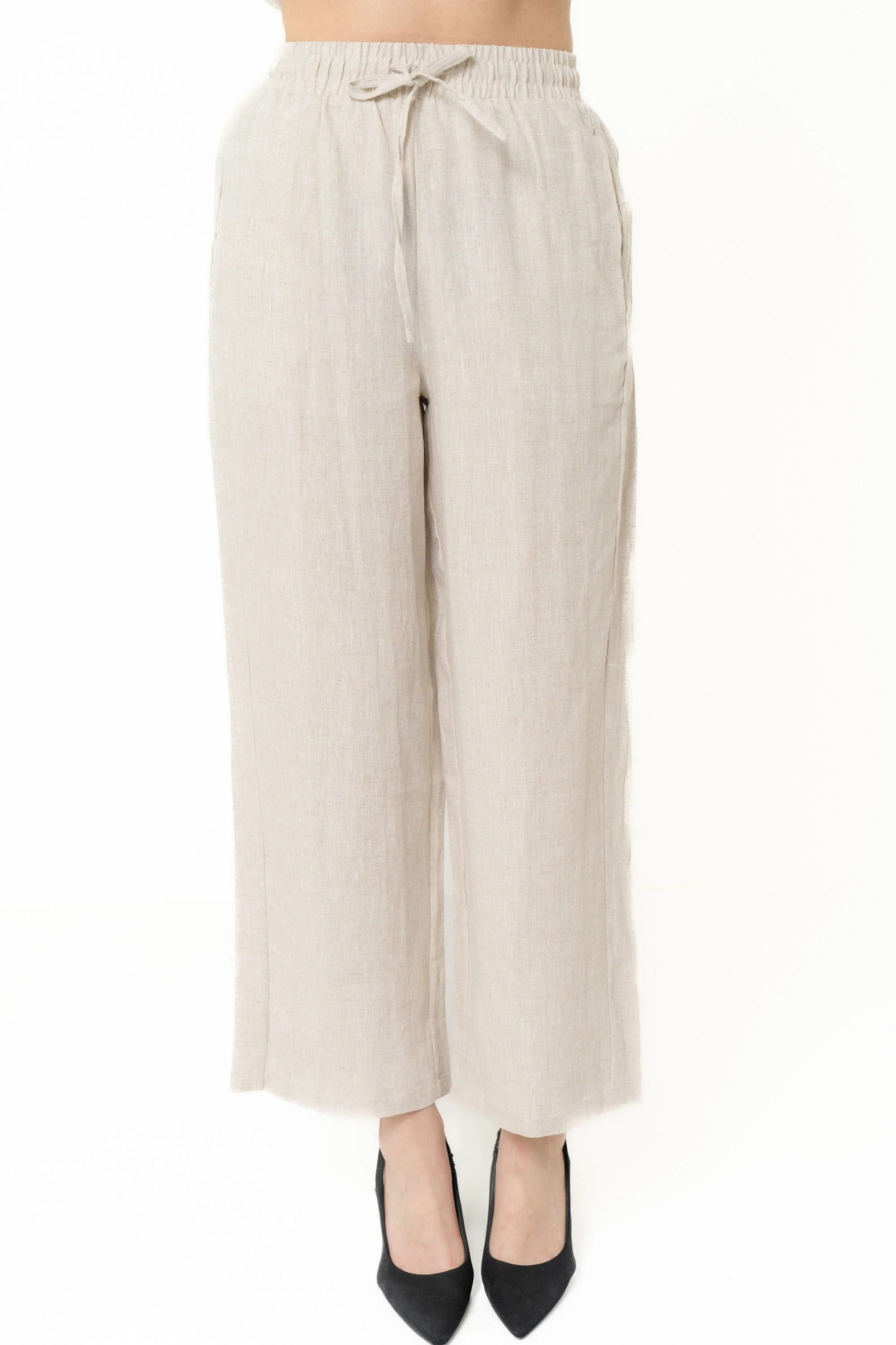 Long Loose Pants With High Waist And Bow