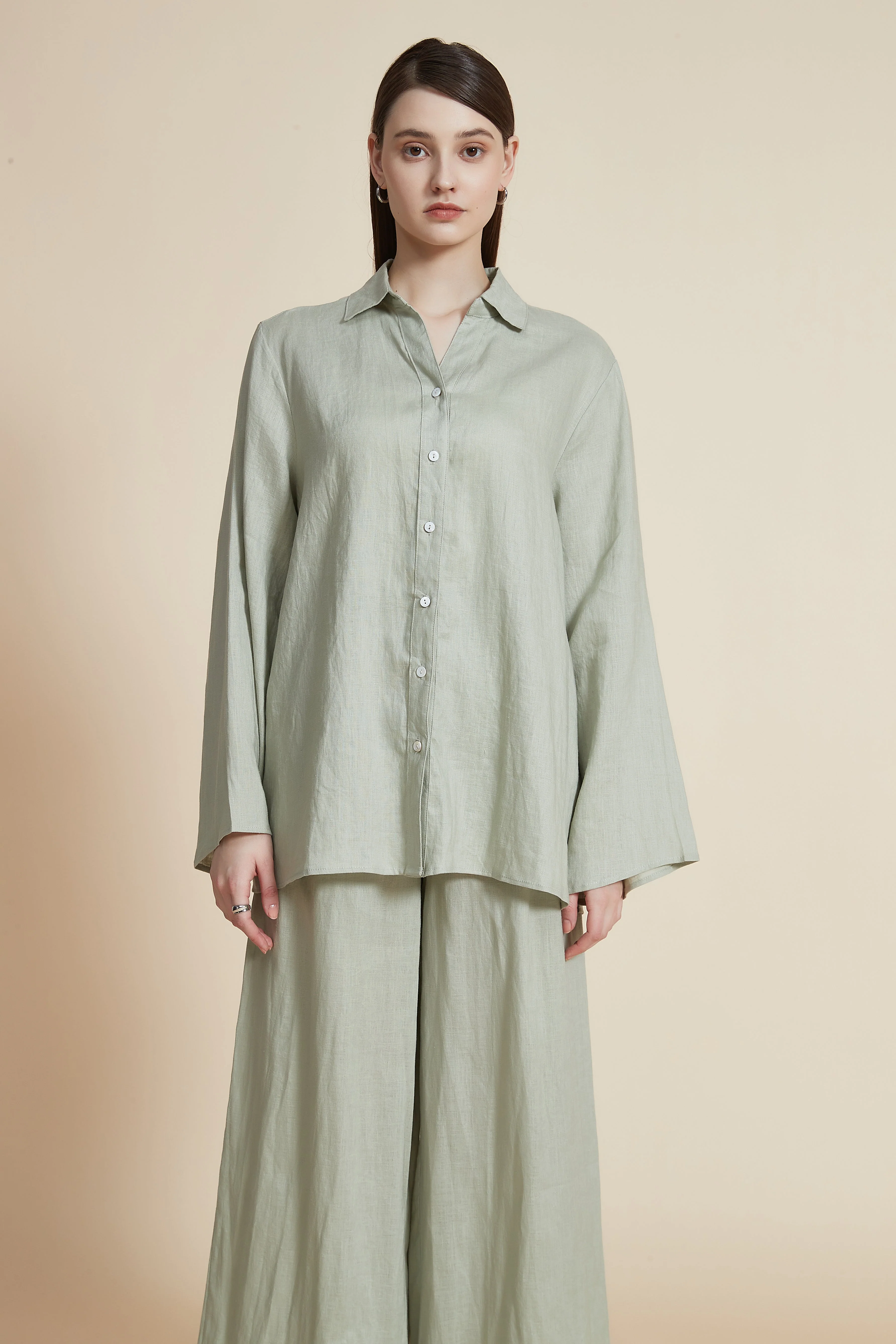 Long Sleeve Loose Shirt with Collar - Image 3