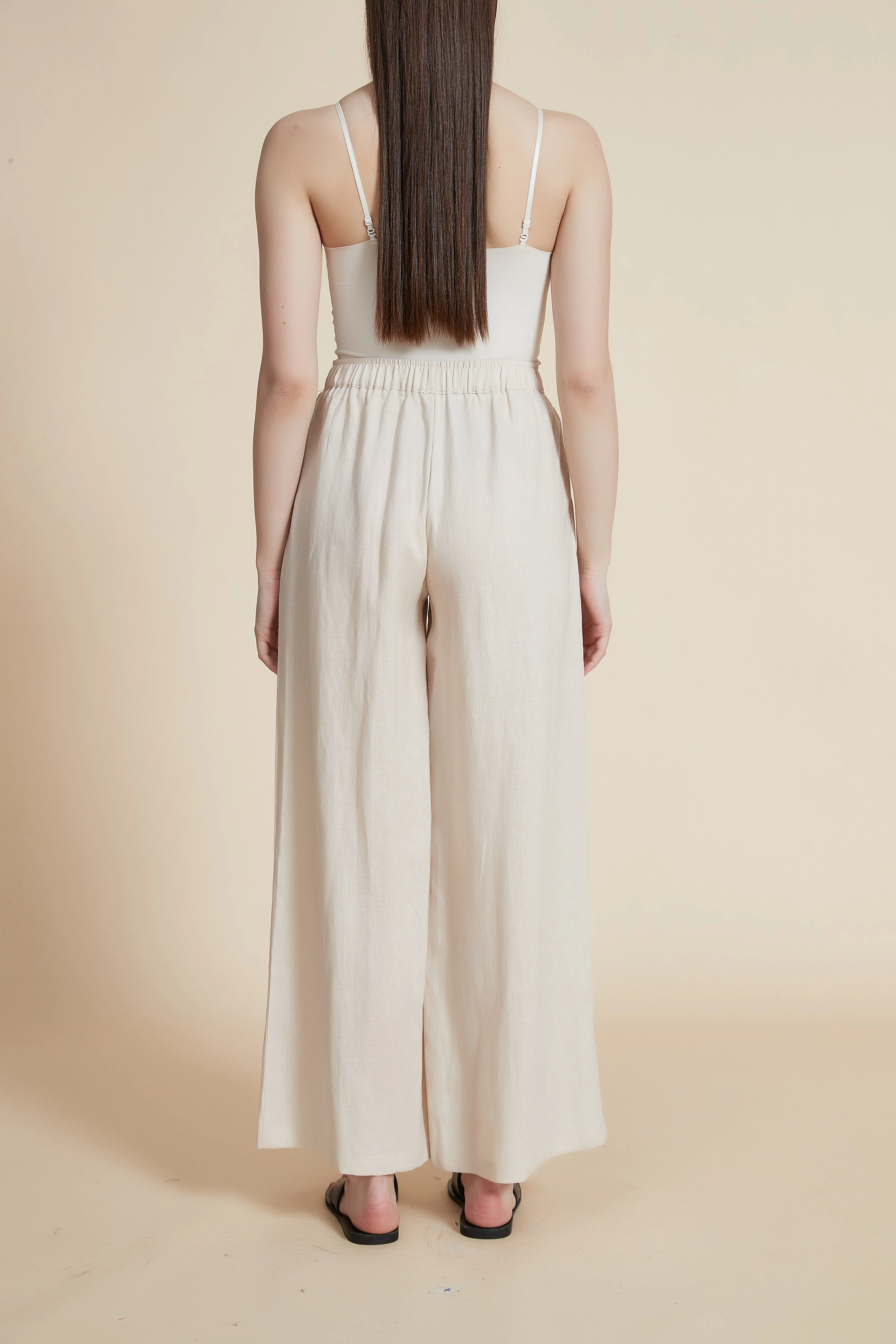 Wide-Leg Long Pants with Elastic Waistband - Image 3