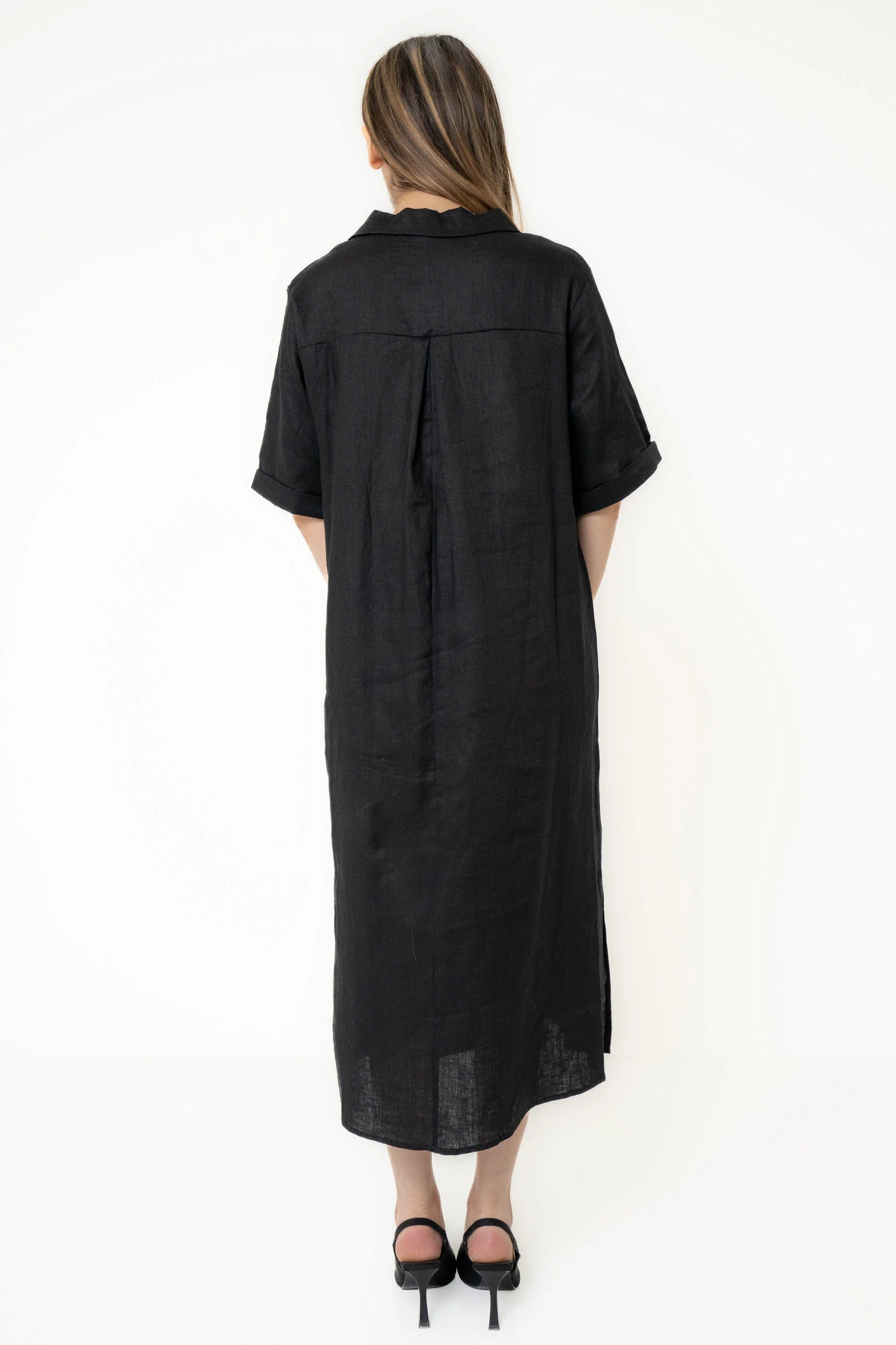 Long Plain Dress With Short Opening - Image 3