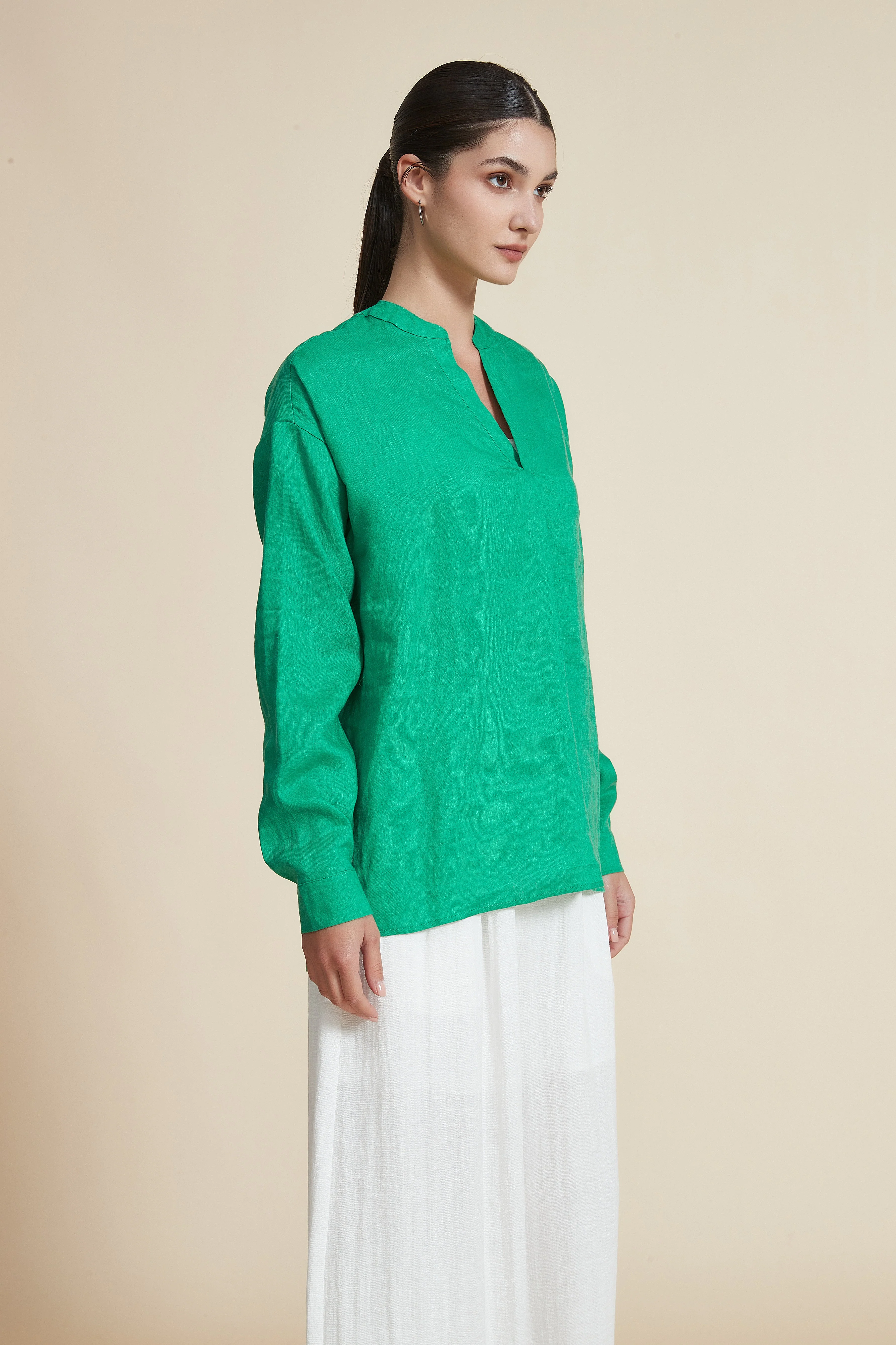 Long Sleeve V-Neck Blouse - Image 2