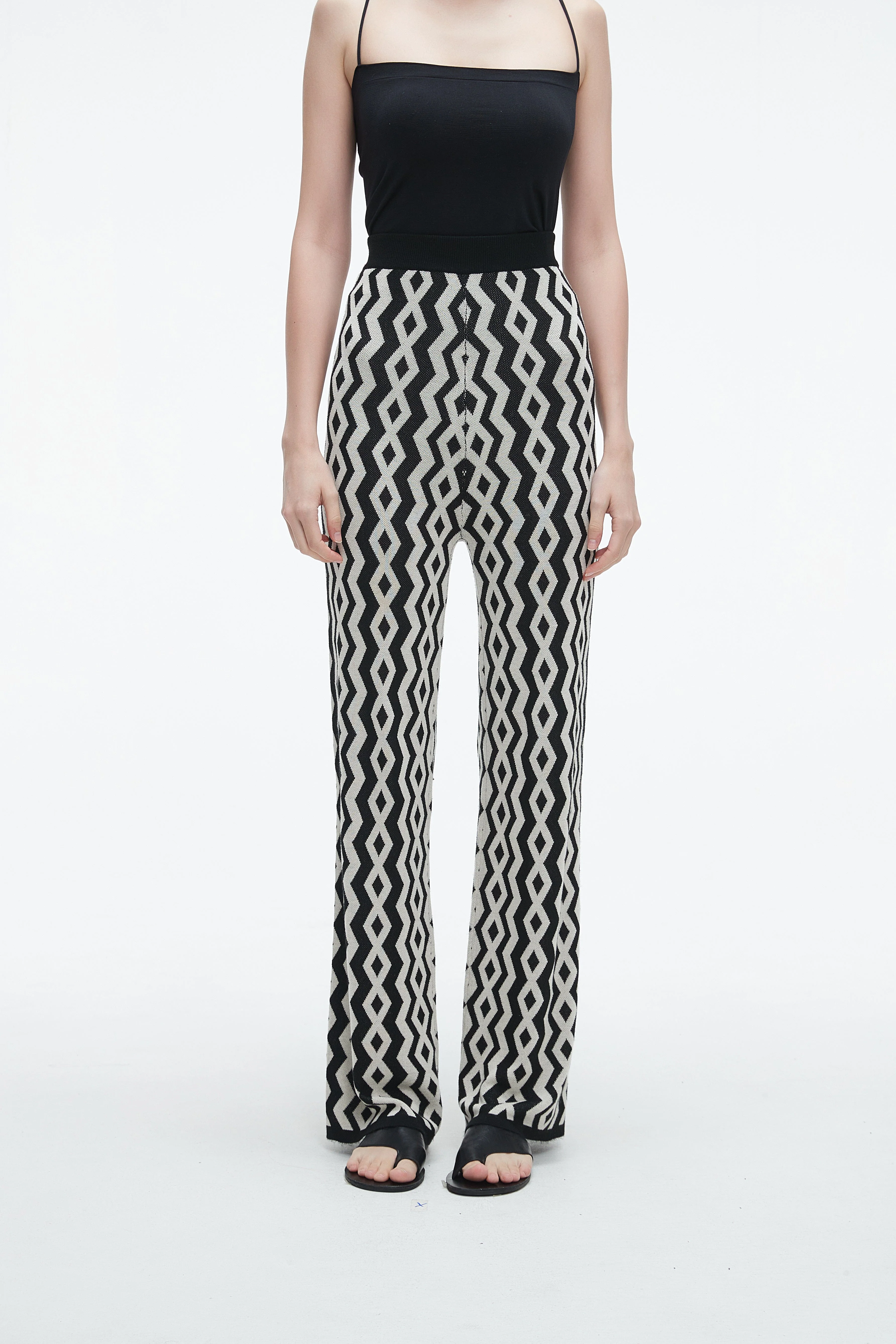 Long Wide-Leg Printed Trousers