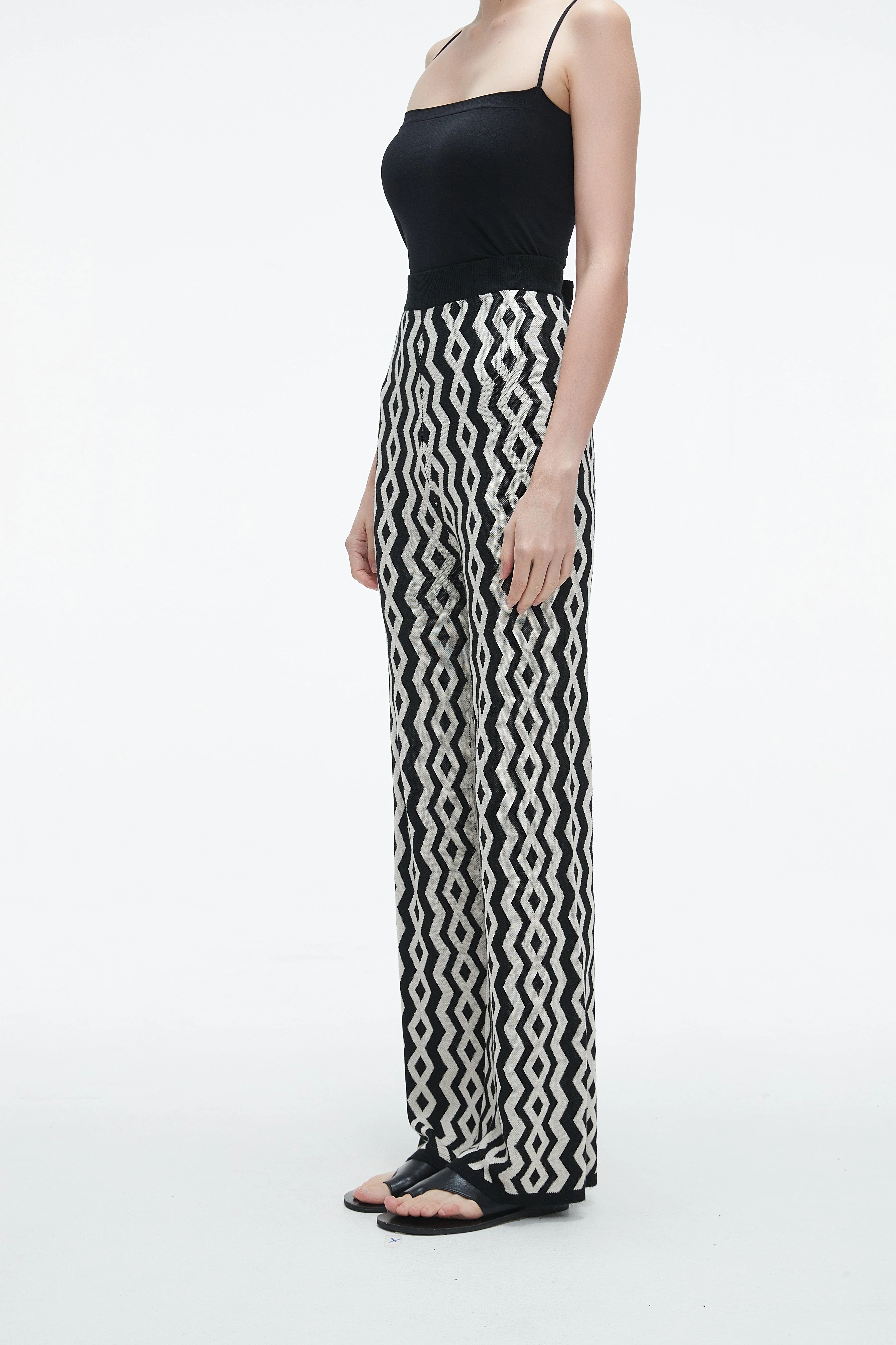 Long Wide-Leg Printed Trousers - Image 2