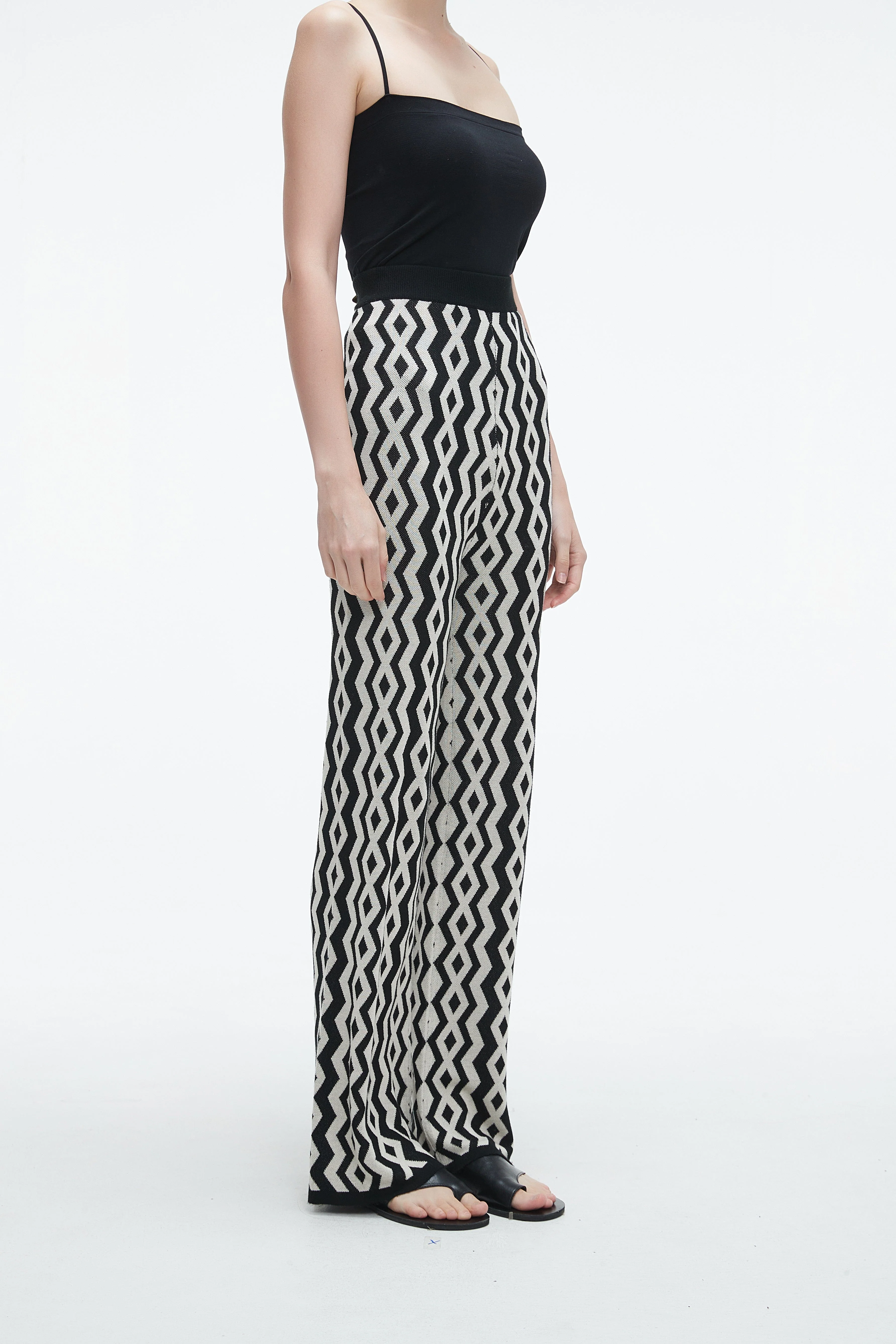 Long Wide-Leg Printed Trousers - Image 3