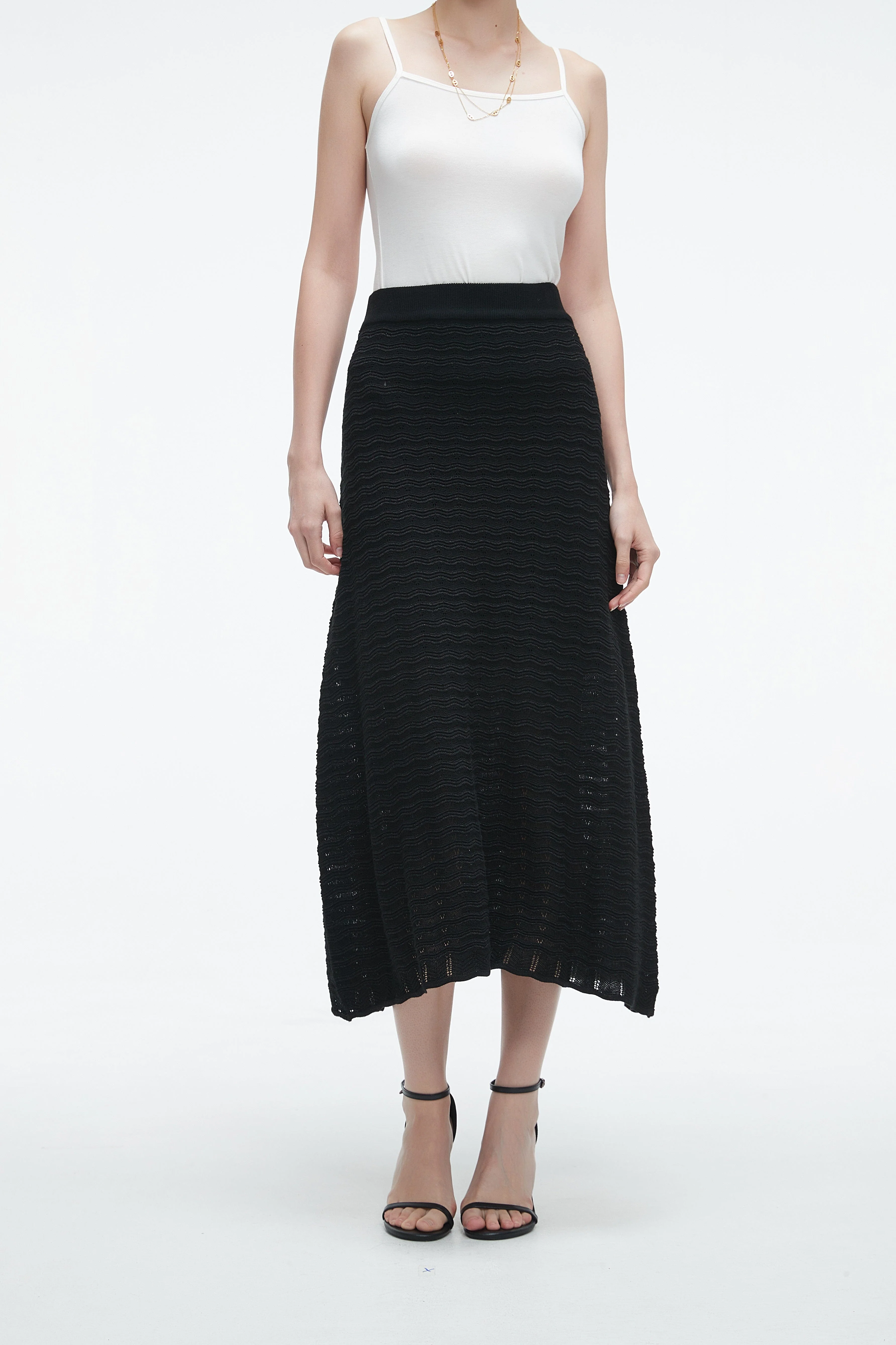High-Waisted Ribbed Midi Skirt - Image 4