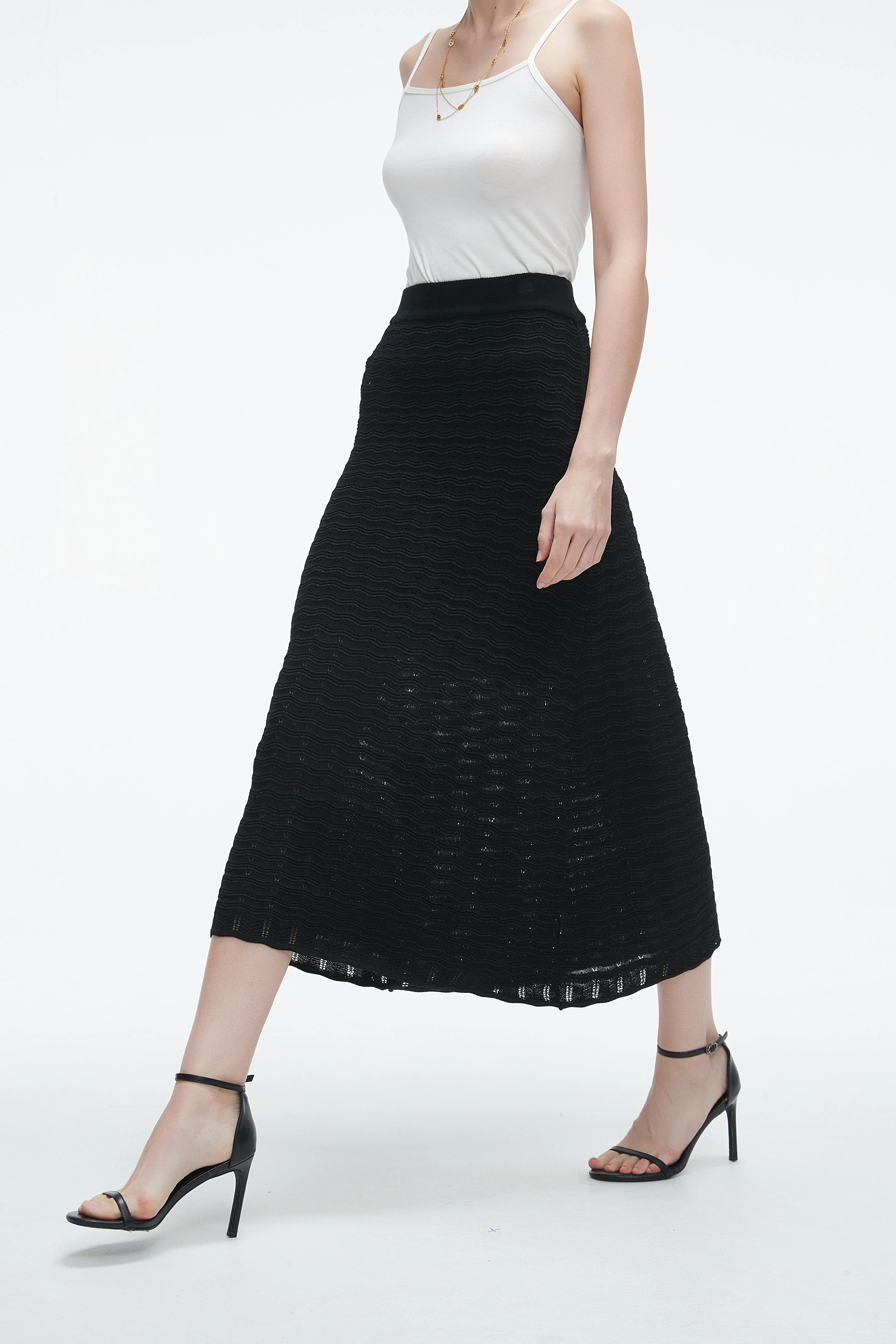 High-Waisted Ribbed Midi Skirt - Image 7