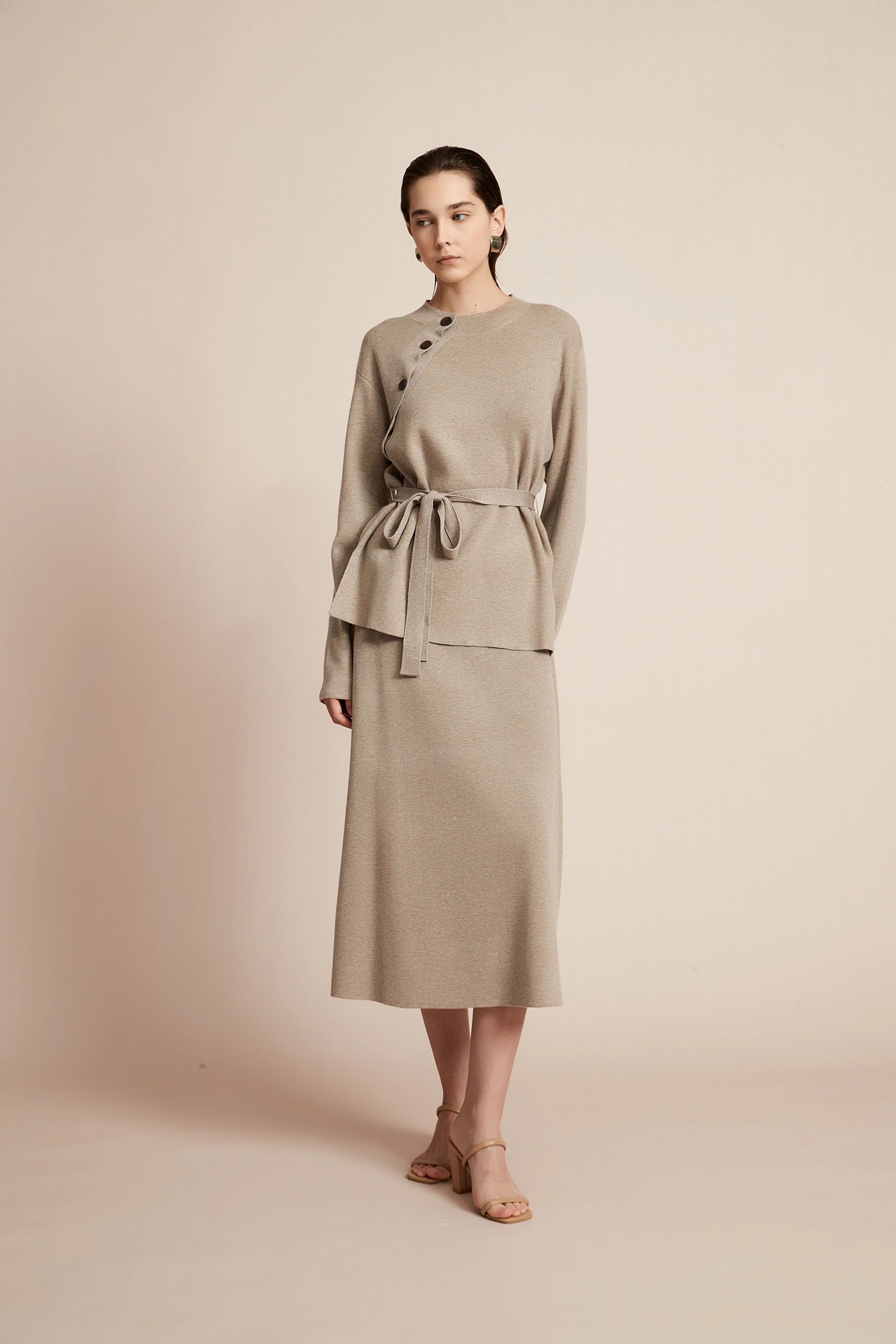 Long Sleeve Blouse With Waist Belt - Image 3