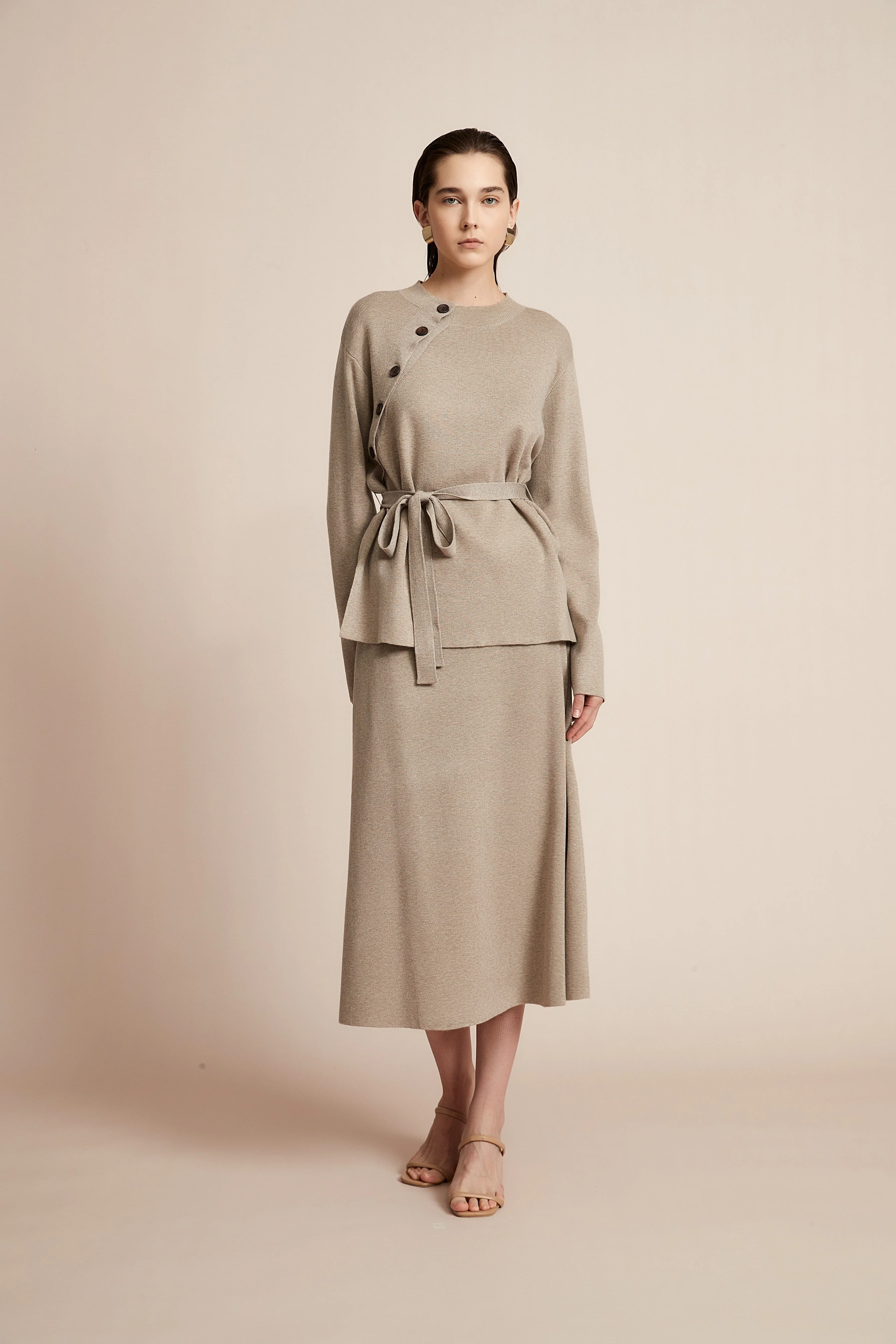 Long Sleeve Blouse With Waist Belt - Image 4