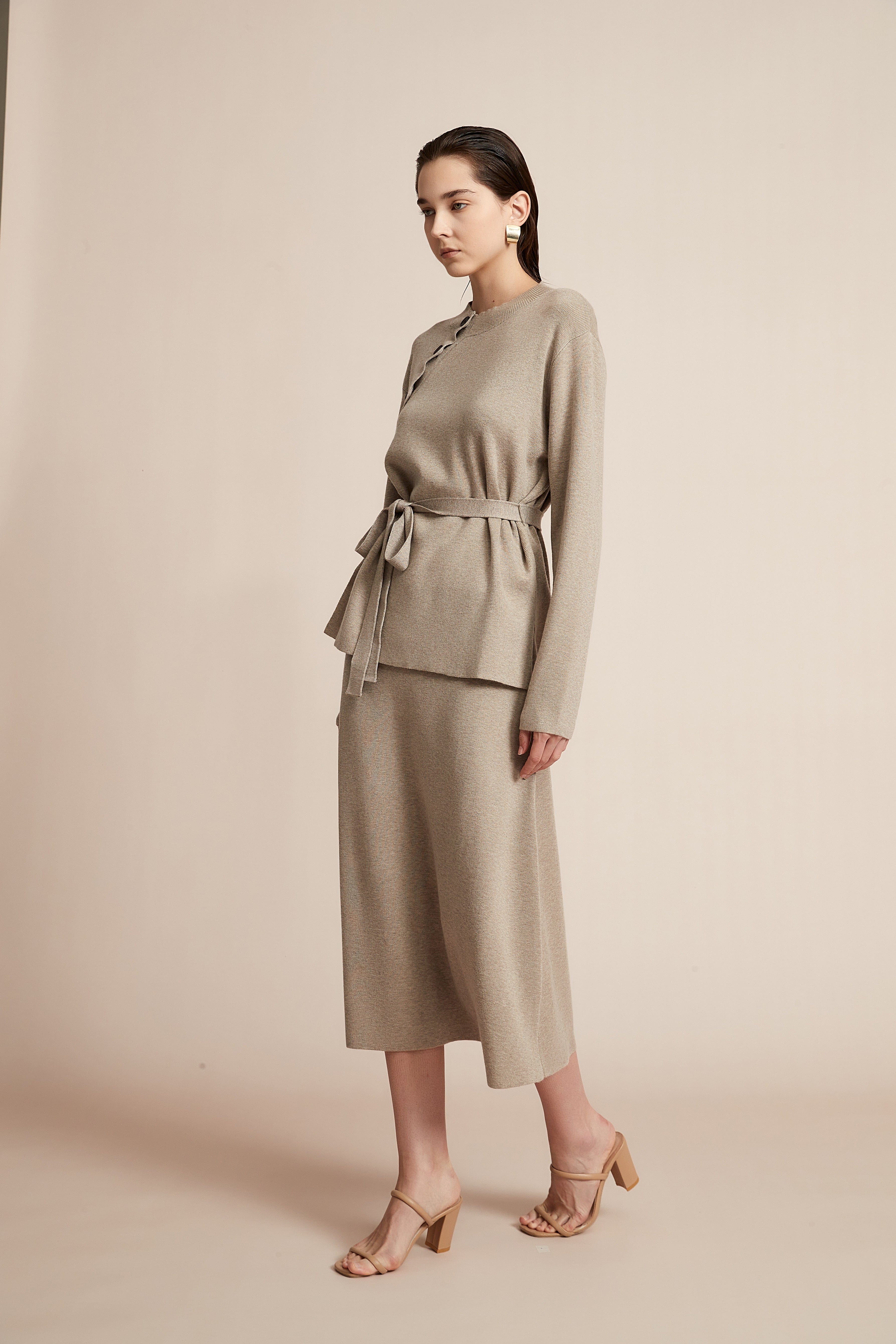 Long Sleeve Blouse With Waist Belt - Image 7