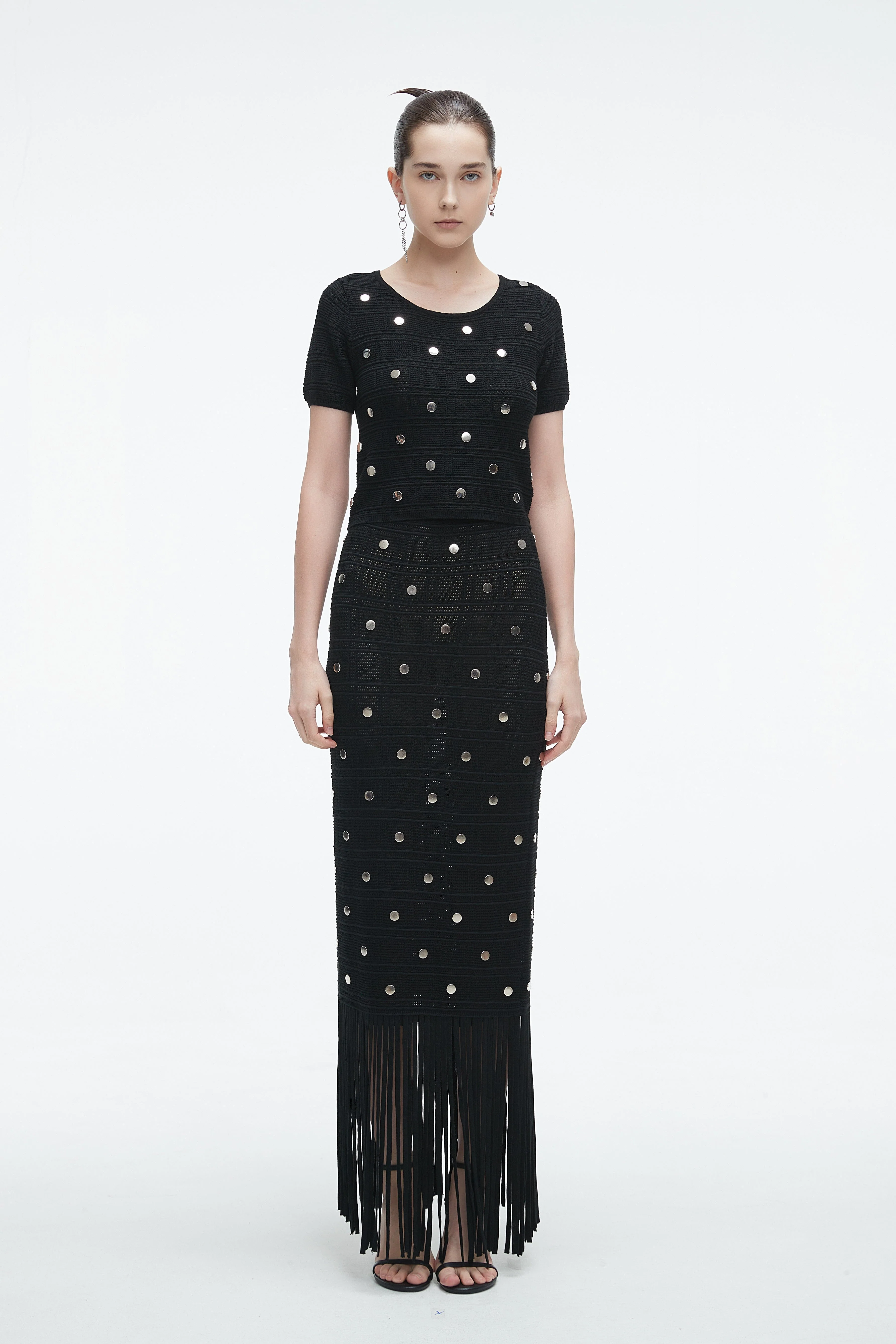 Short Sleeve Blouse With Round Neck And Ruffled Waist - Image 8