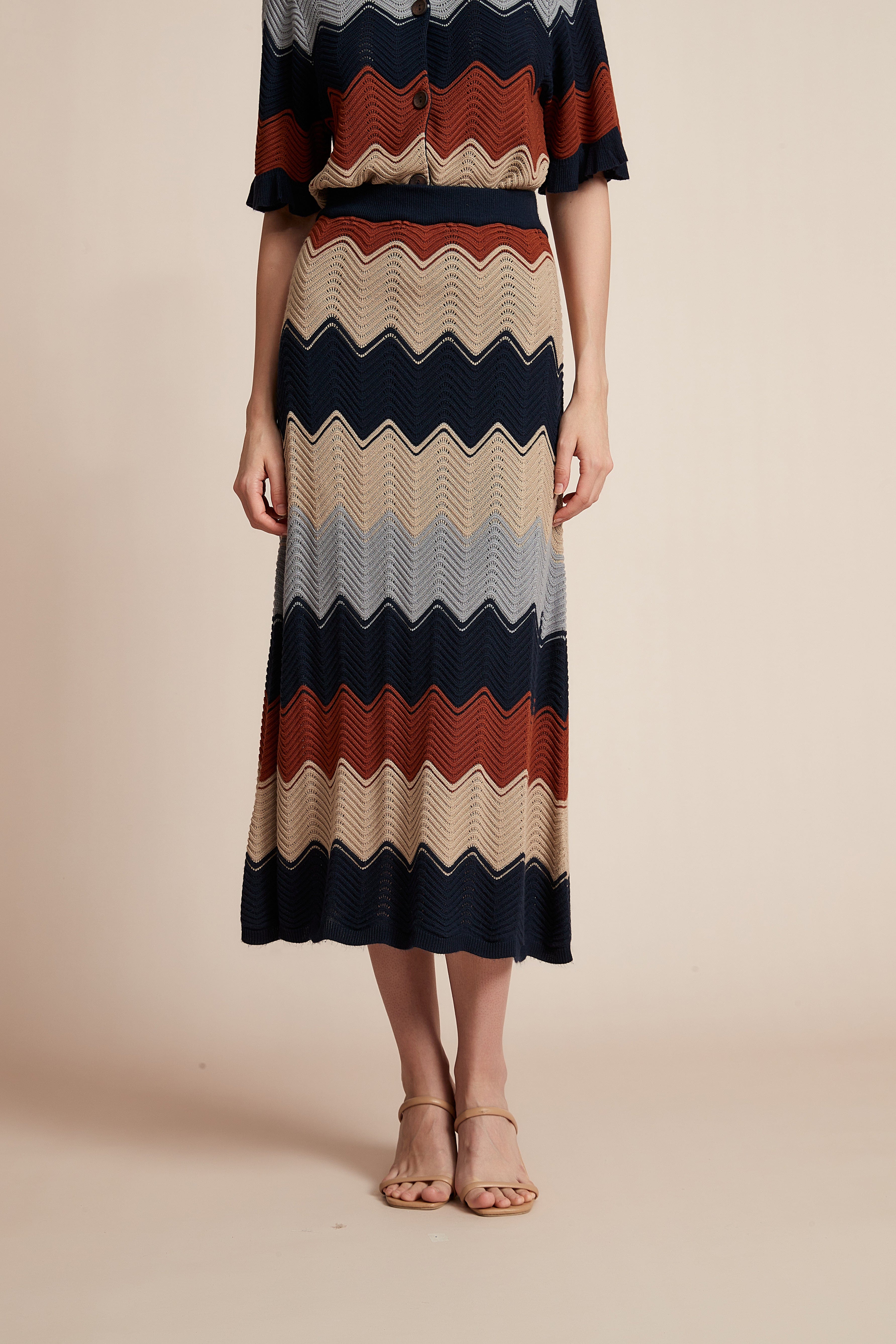 Wide Midi Skirt In Knit Colors - Image 6