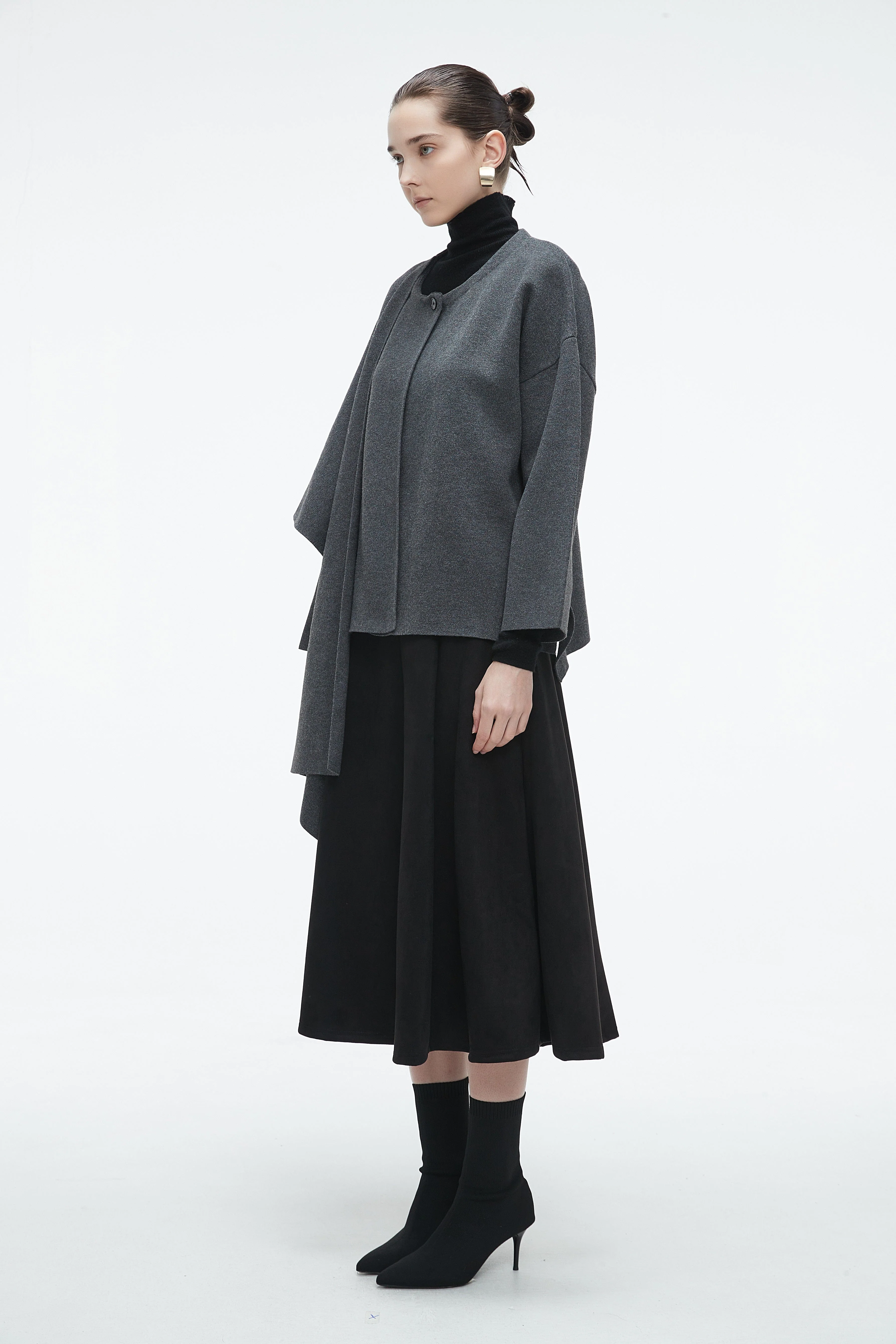Winter Long Sleeve Blouse With Shoulder Scarf Design - Image 2