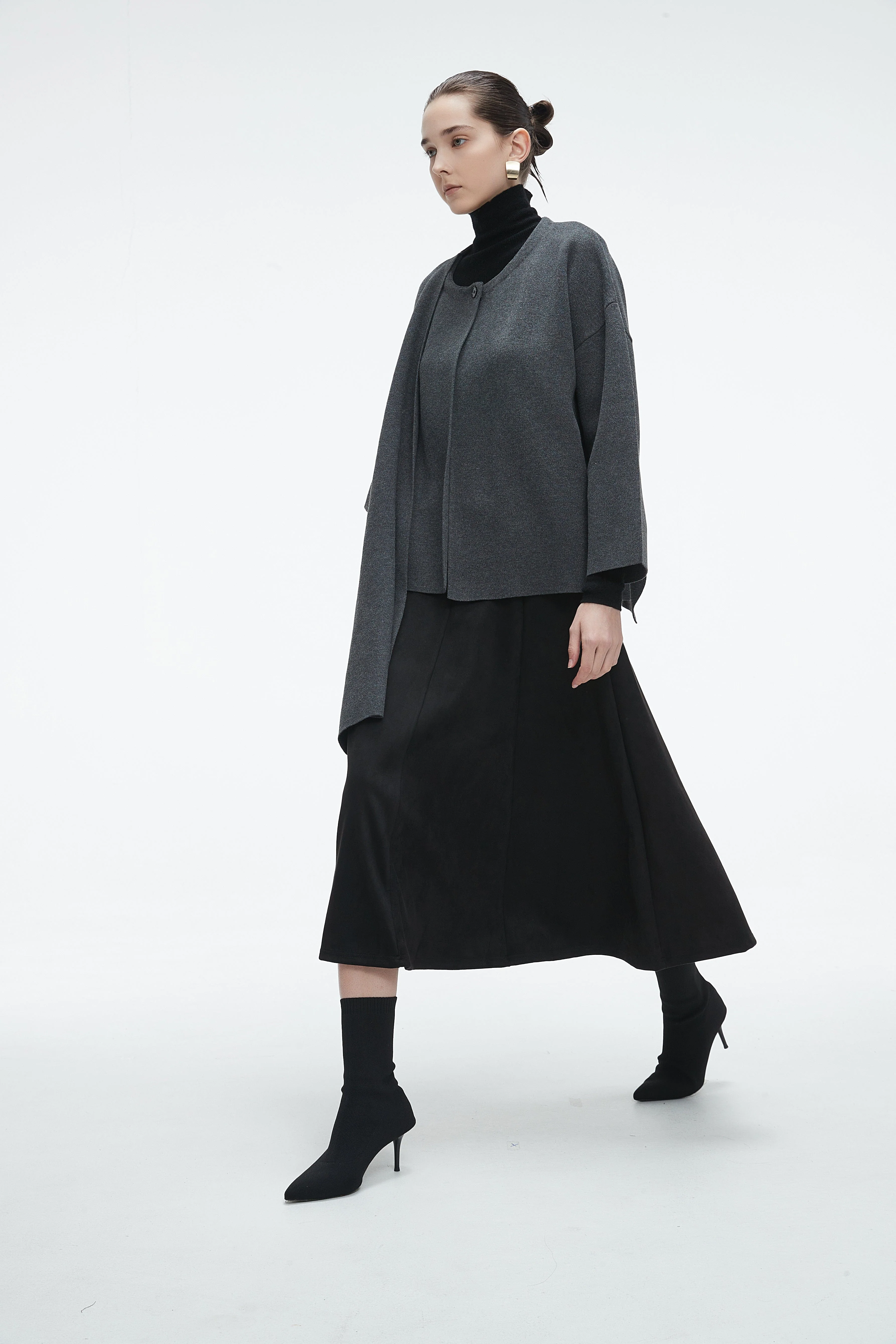 Winter Long Sleeve Blouse With Shoulder Scarf Design - Image 7