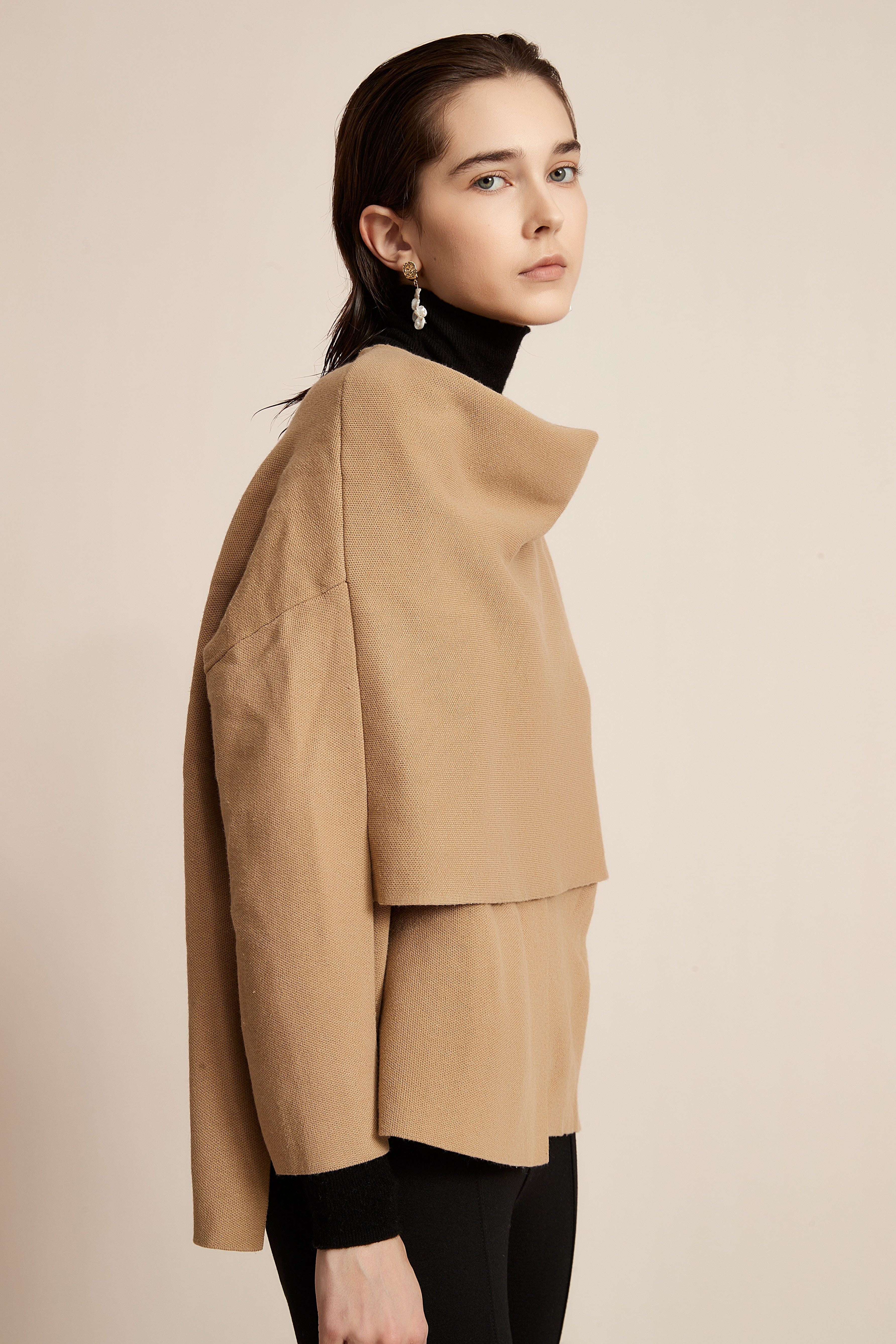 Winter Blouse for Work with Long Sleeves and a Scarf Design in the Front - Image 3