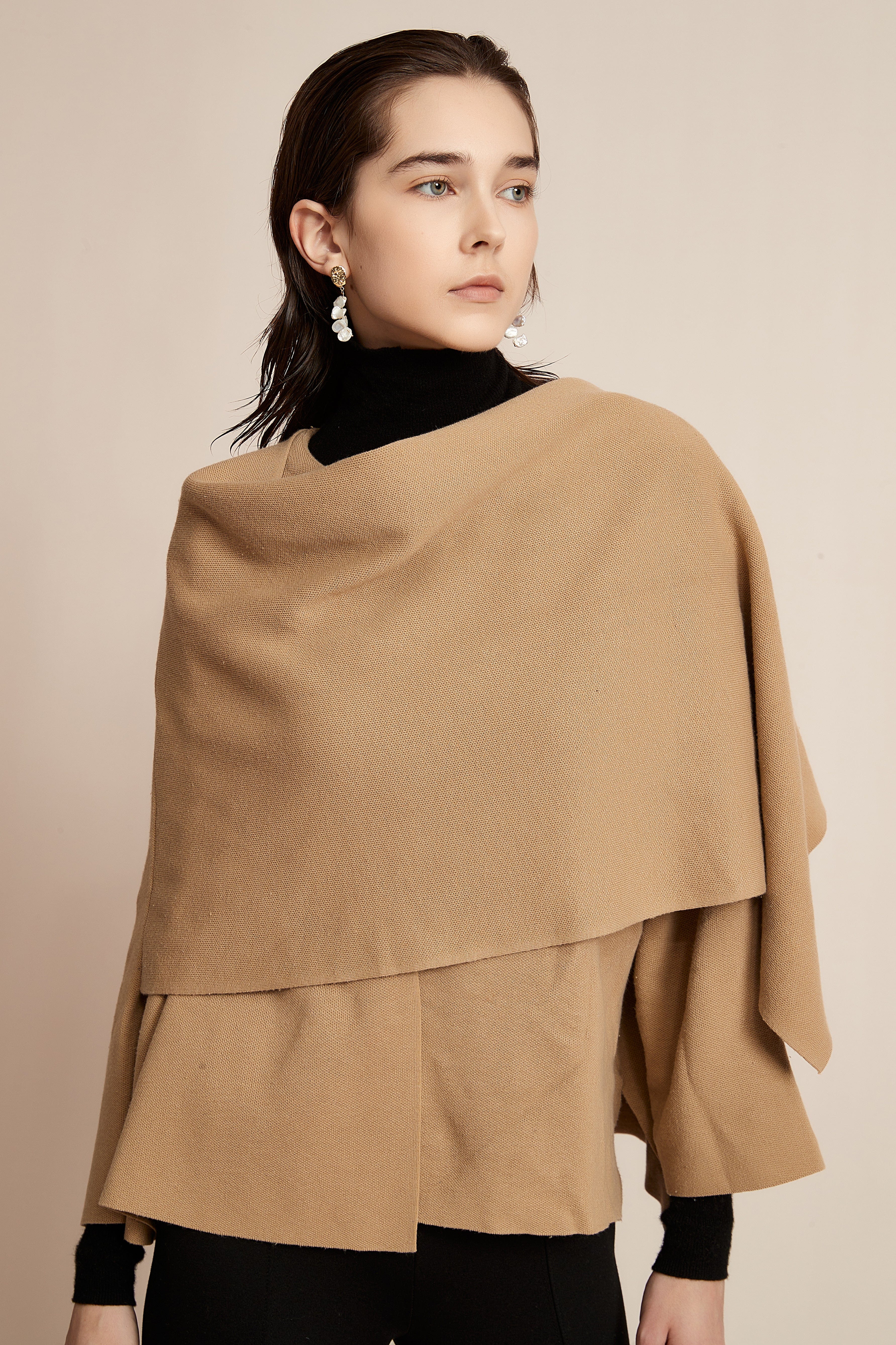 Winter Blouse for Work with Long Sleeves and a Scarf Design in the Front - Image 4