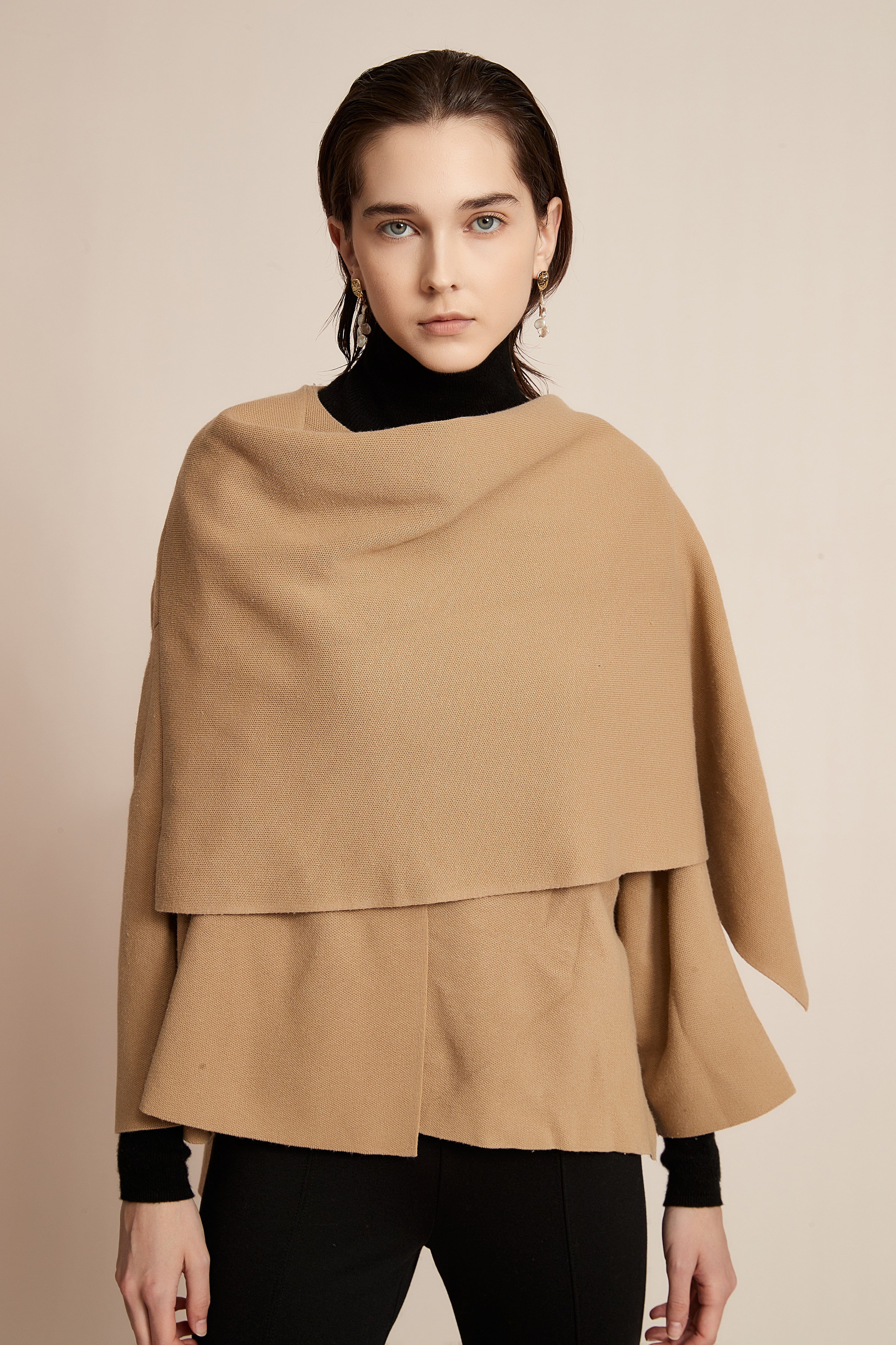 Winter Blouse for Work with Long Sleeves and a Scarf Design in the Front - Image 5