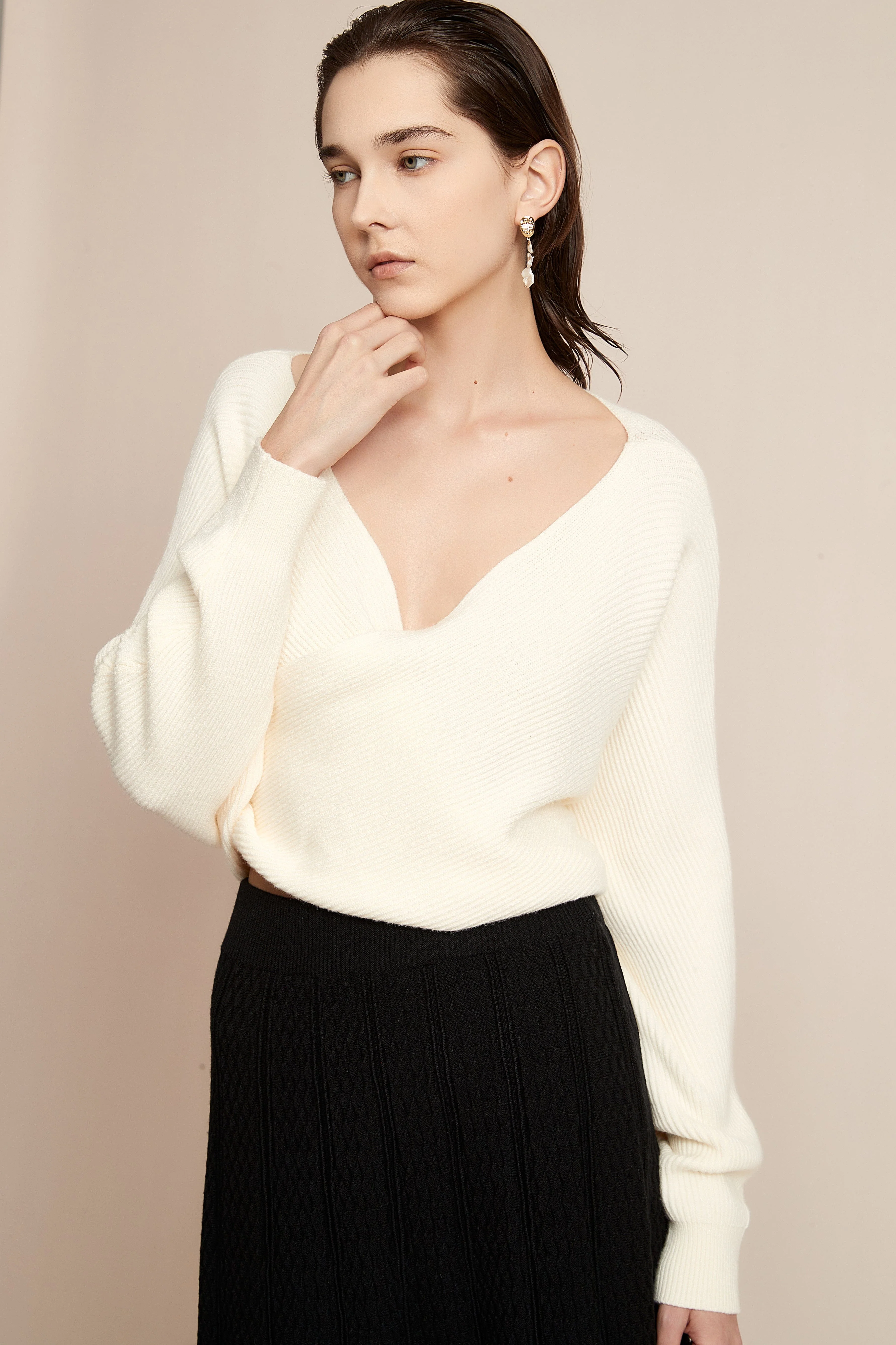 Winter Blouse With Chest Opening, Plain - Image 5
