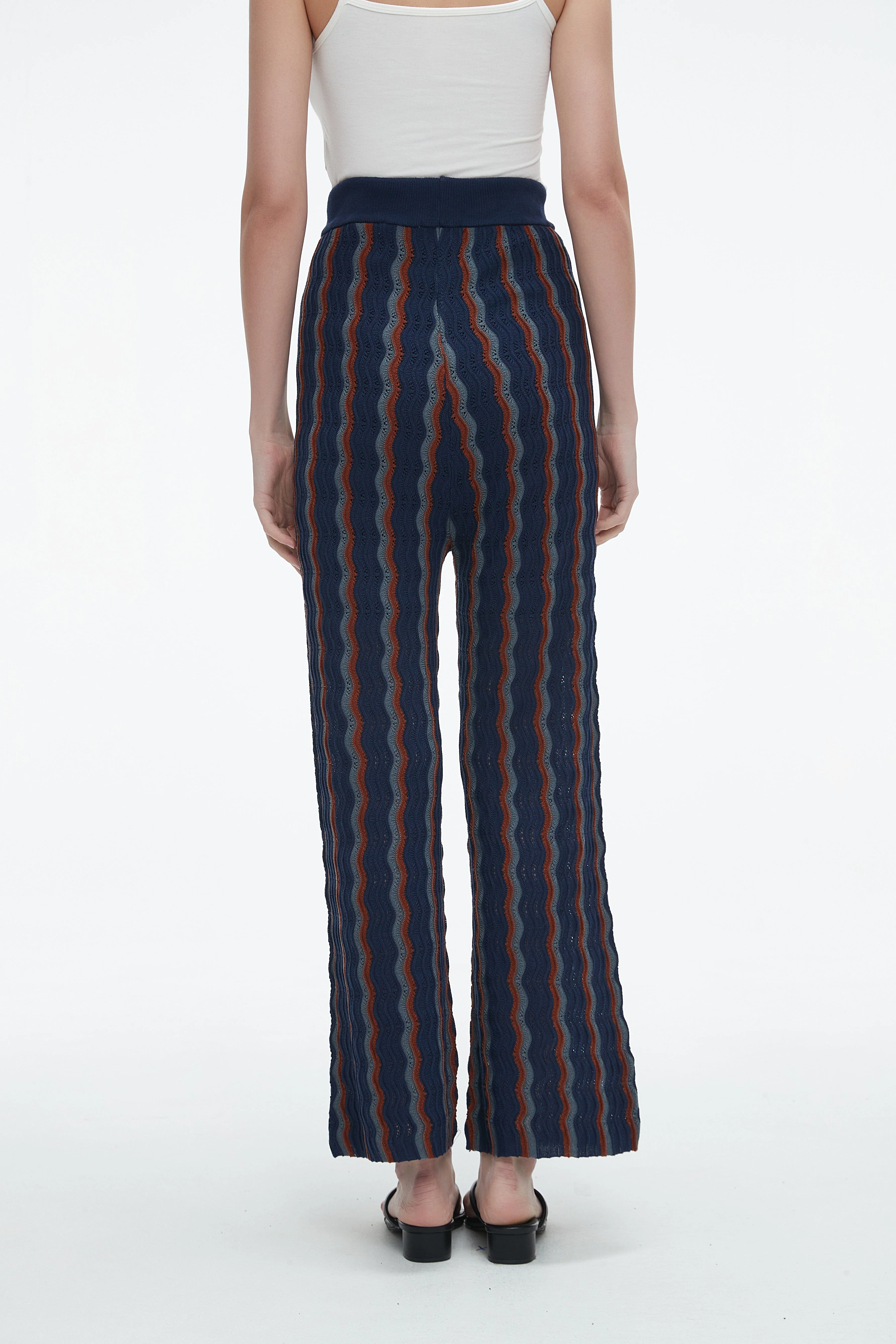 Long High-Waisted Pants With Wide Stripes - Image 9