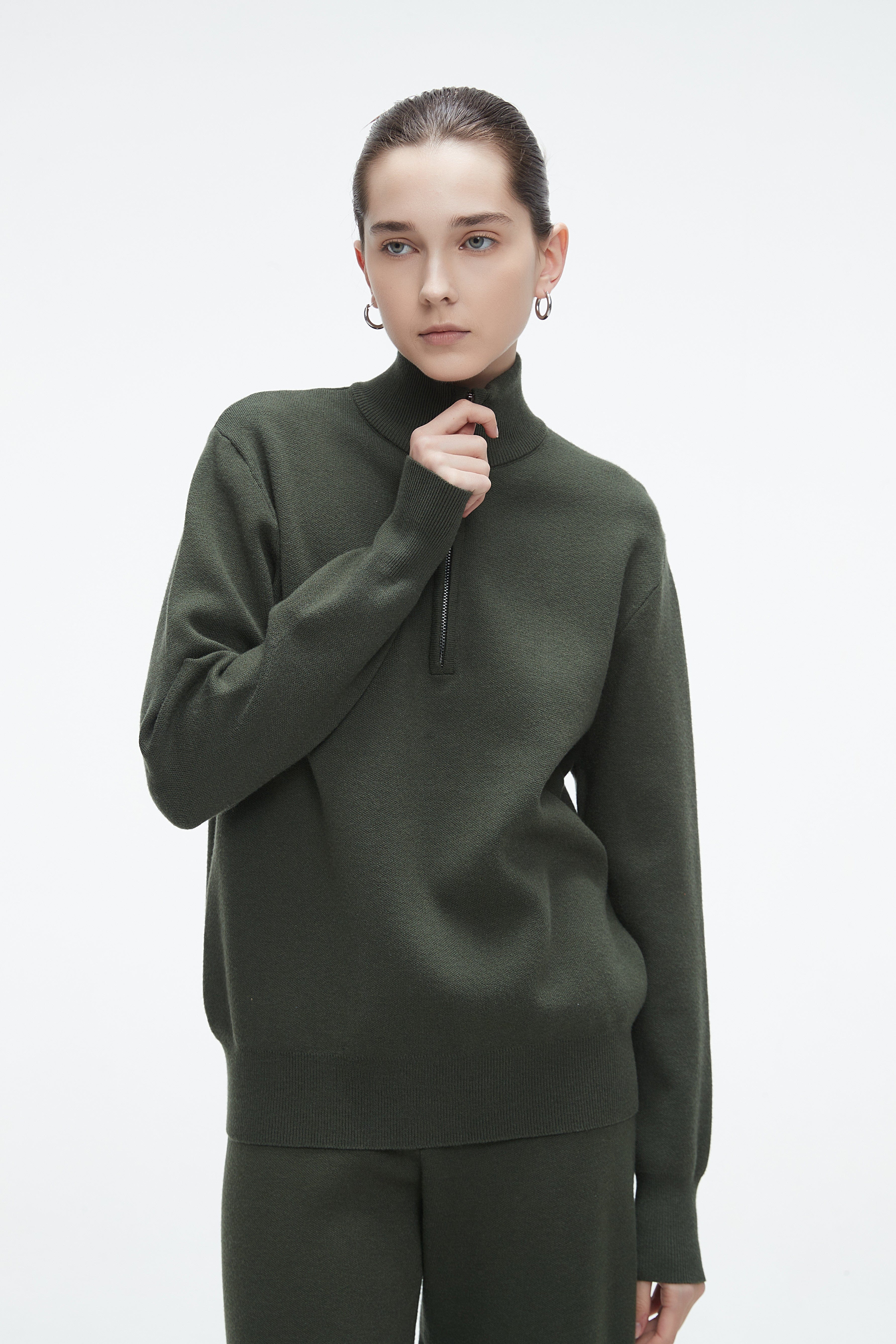 Plain Winter Blouse With Long Collar And Front Zipper And Long Sleeves - Image 2