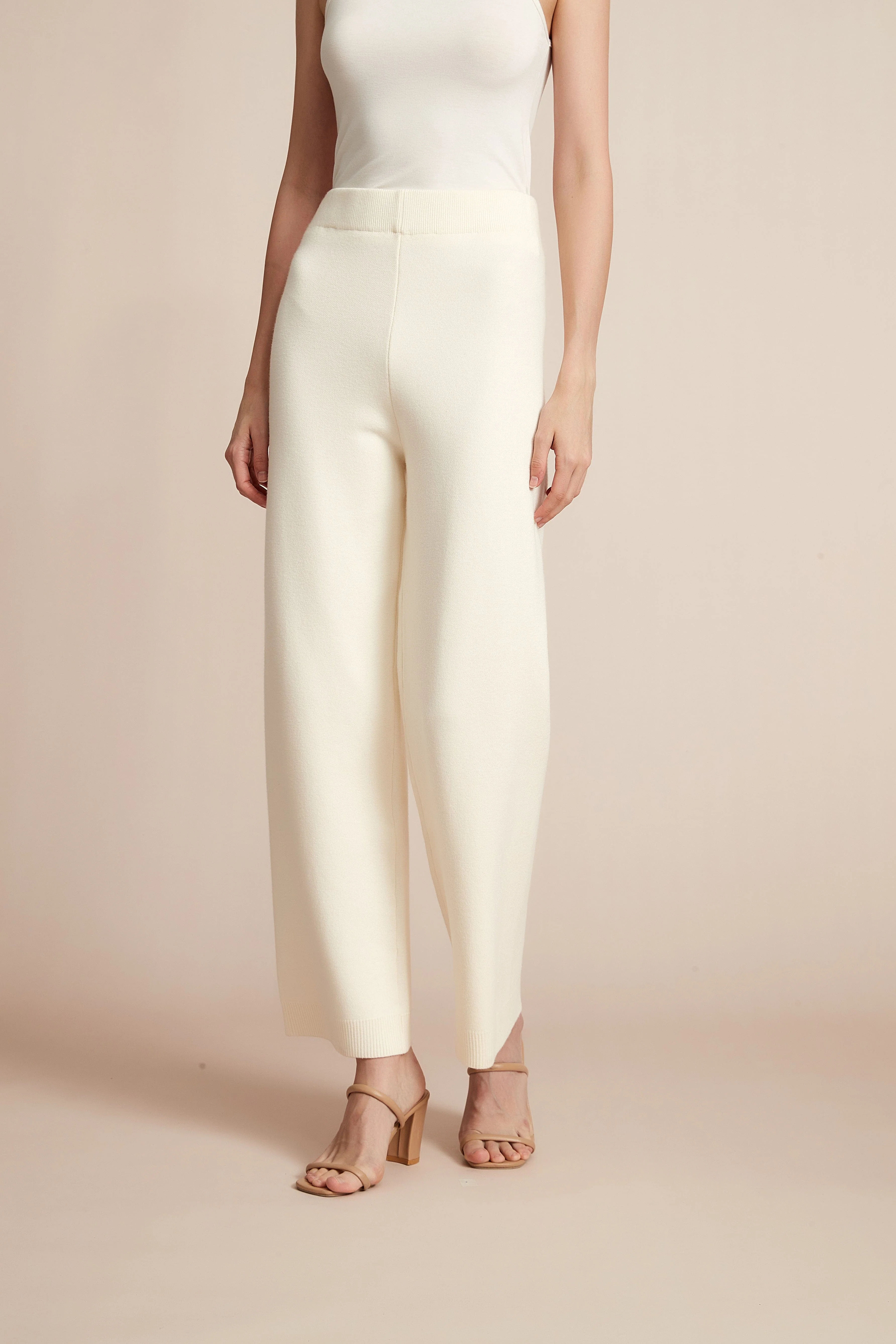 Plain Work Pants With Wide Legs