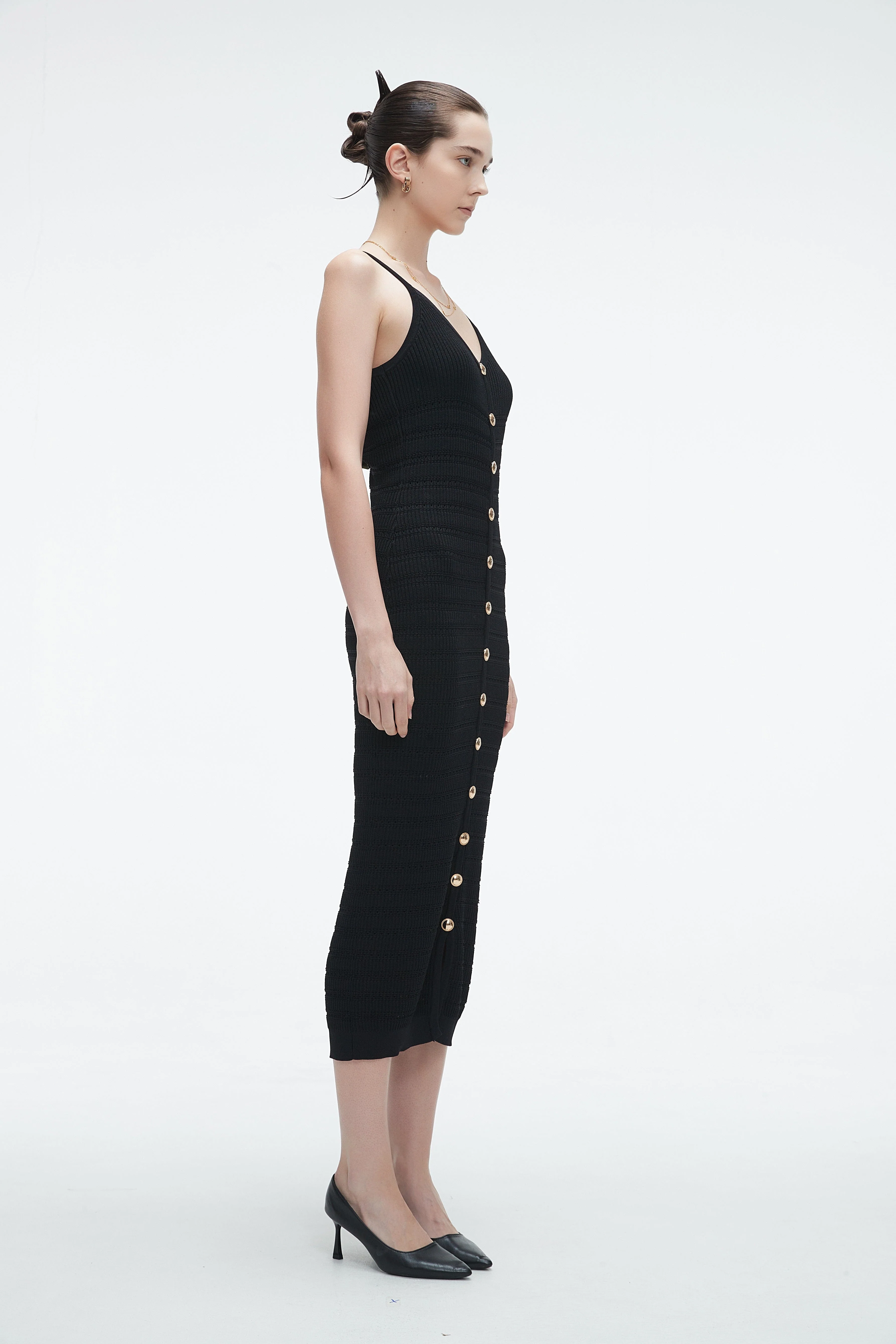 Midi Dress With Straps And Plain Front Buttons - Image 4