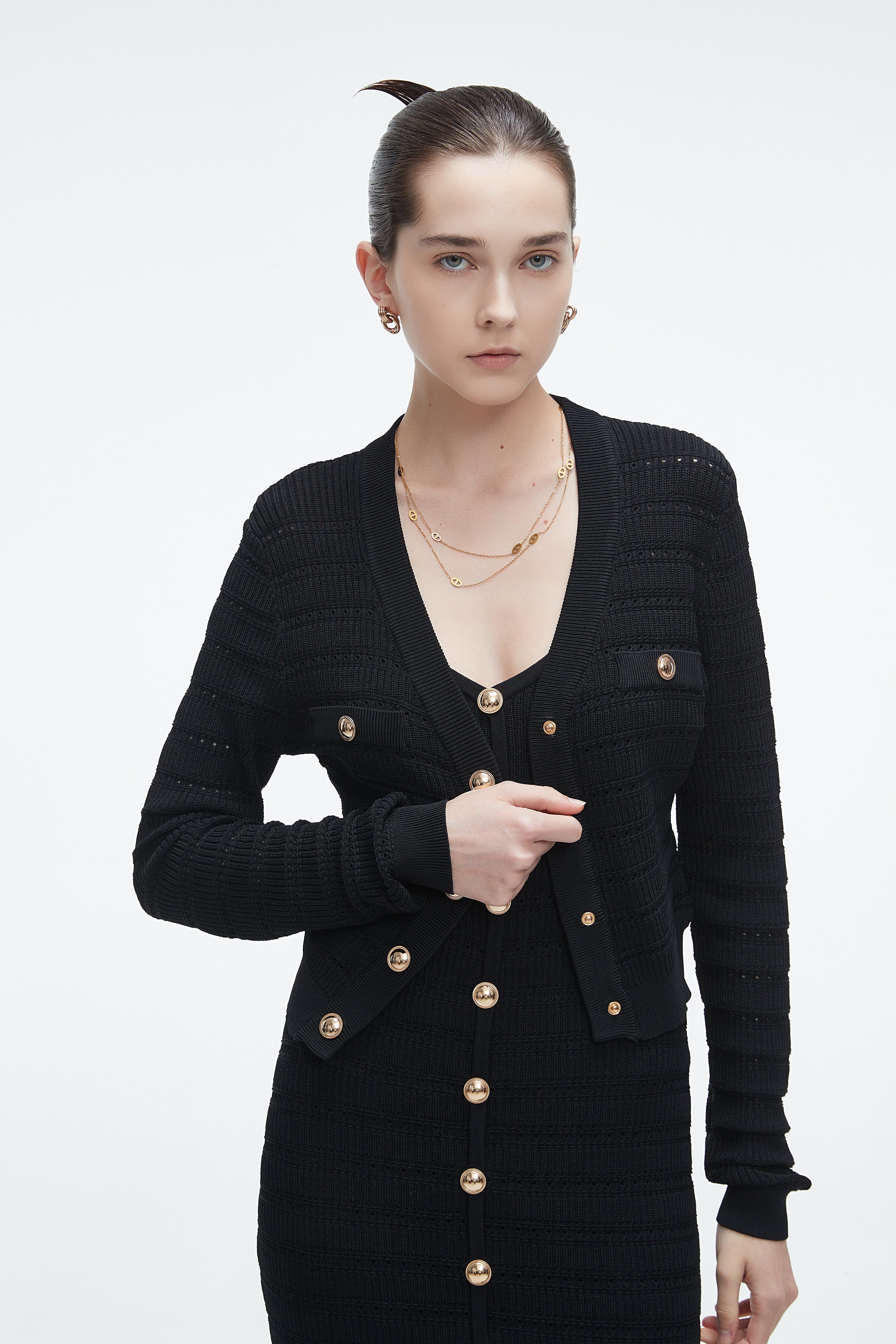 Long-Sleeve Knitted Sweater With Lace Details - Image 3