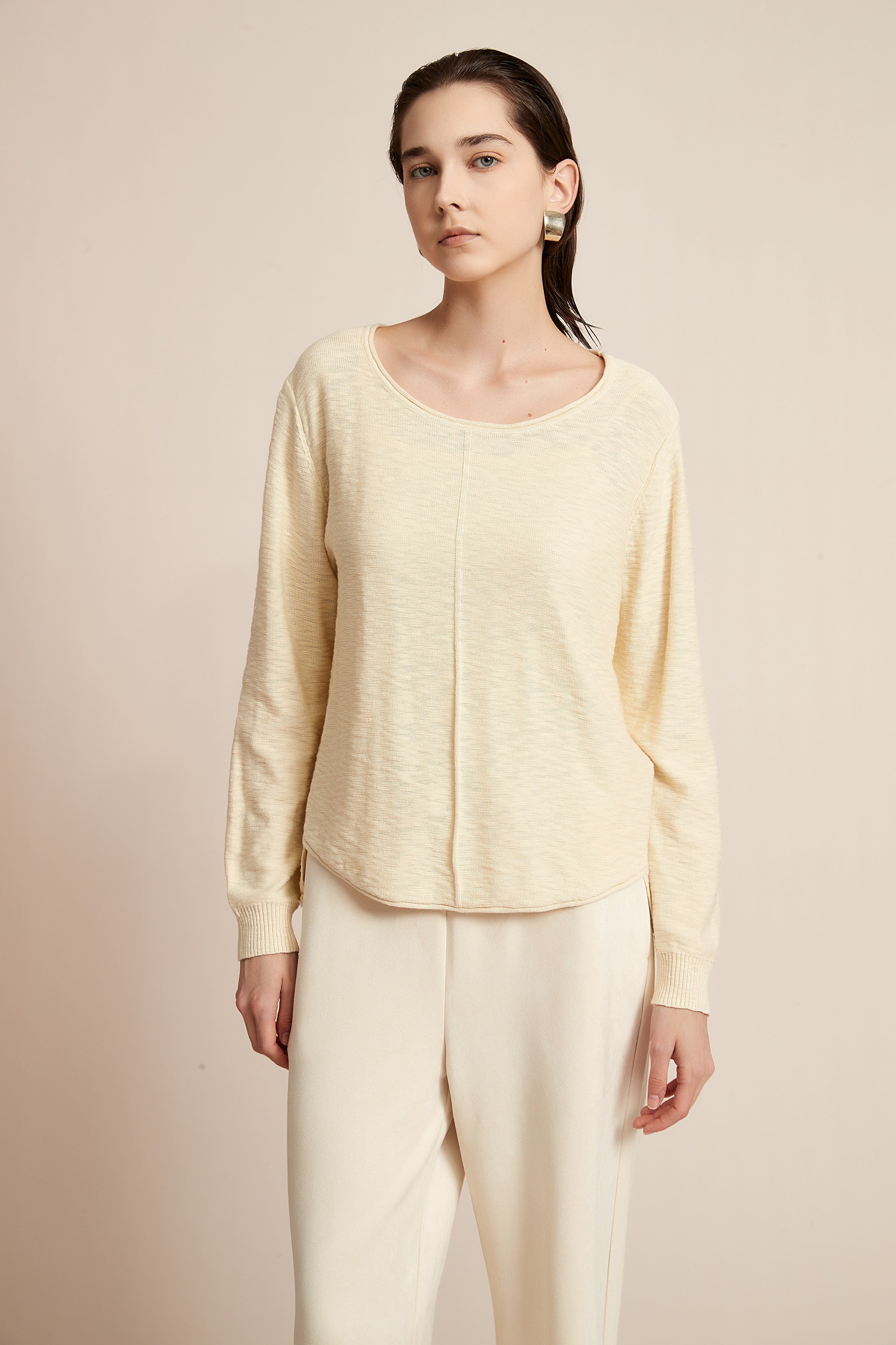 Shop Our Colorful Blouse: Solid Long Sleeve with Round Neck Style - Image 2