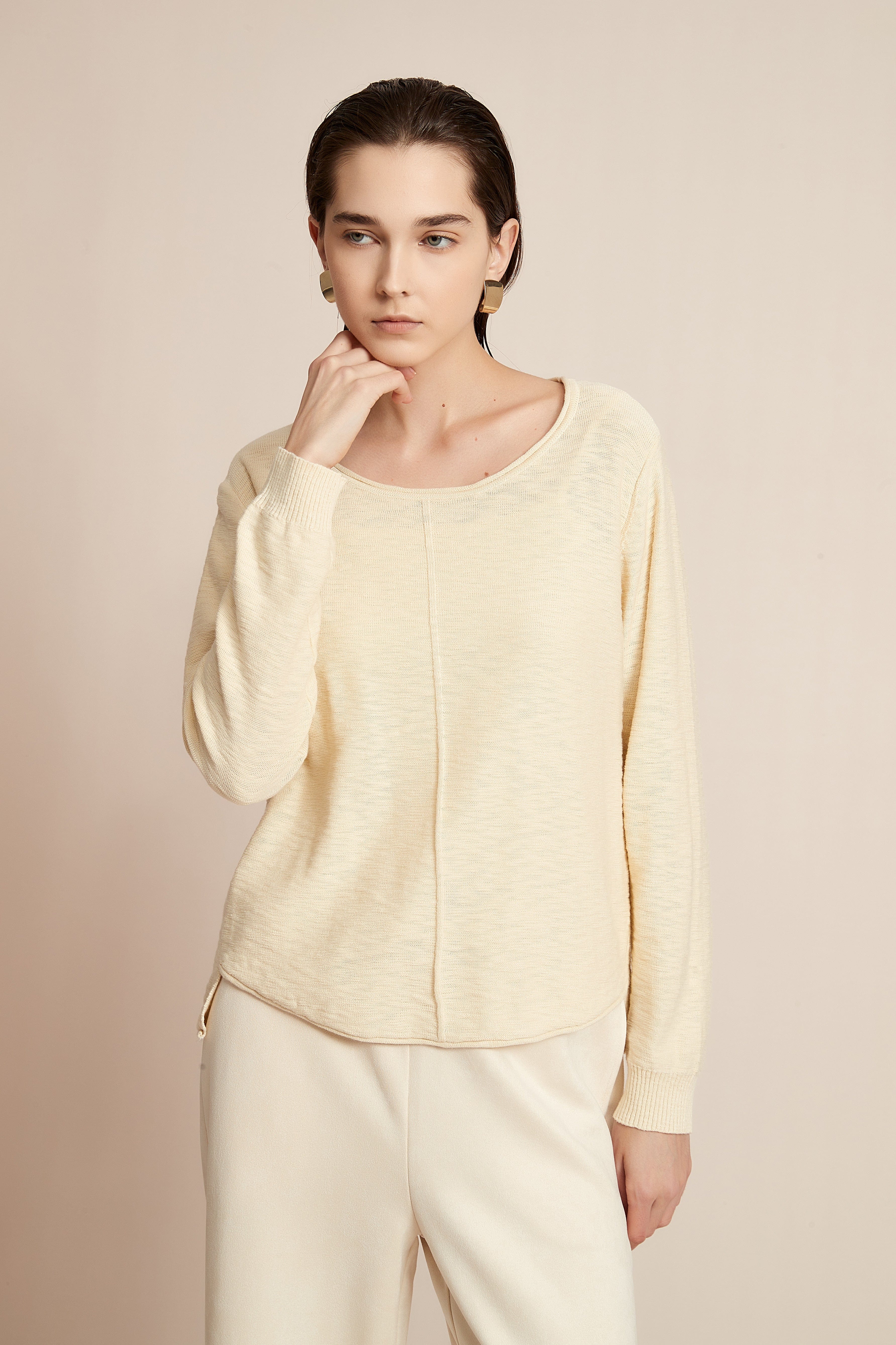 Shop Our Colorful Blouse: Solid Long Sleeve with Round Neck Style - Image 3