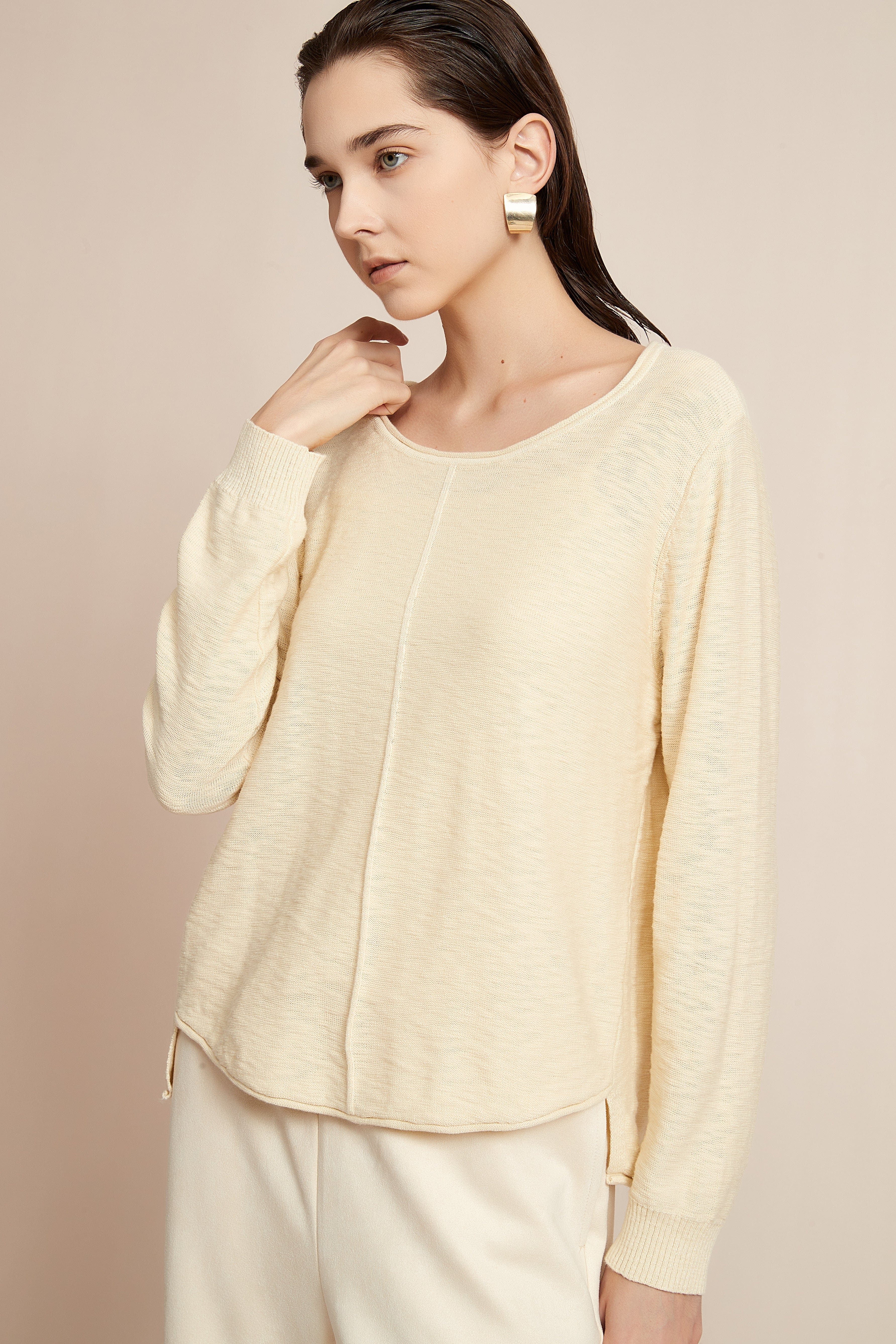 Shop Our Colorful Blouse: Solid Long Sleeve with Round Neck Style - Image 4