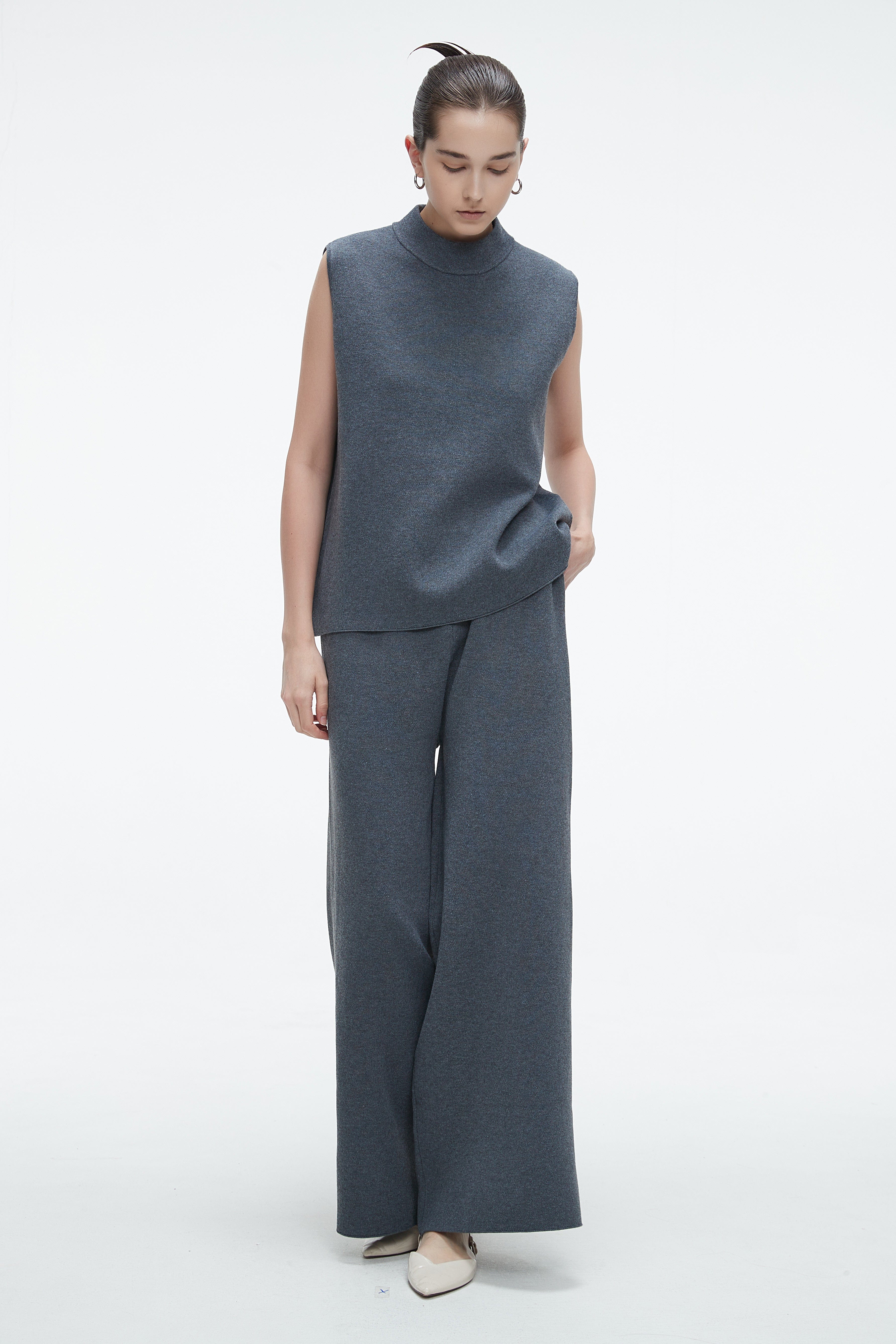 Plain Long Wide-Leg Pants - Image 7