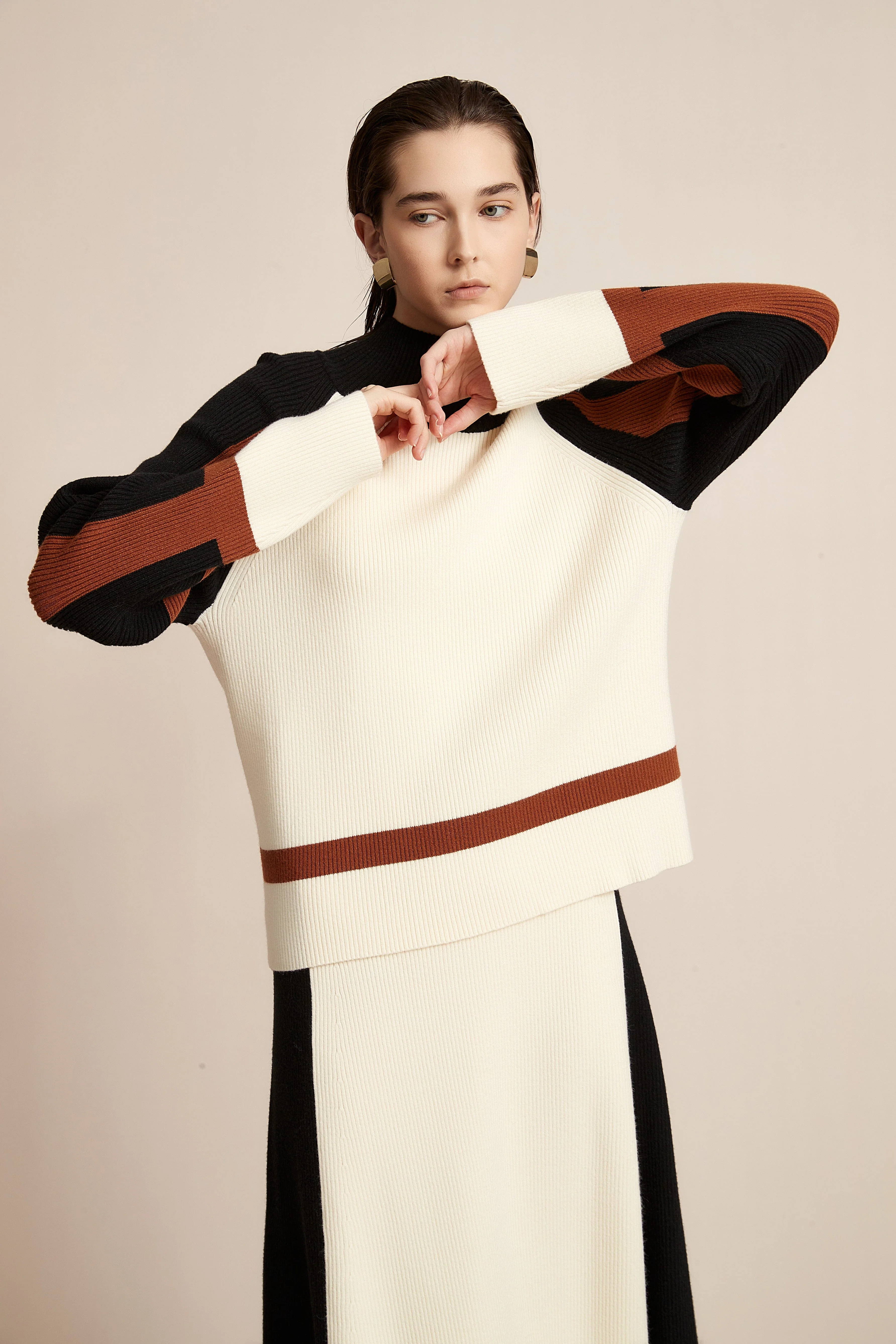 Winter Blouse With High Neck And Long Sleeves In Various Colors