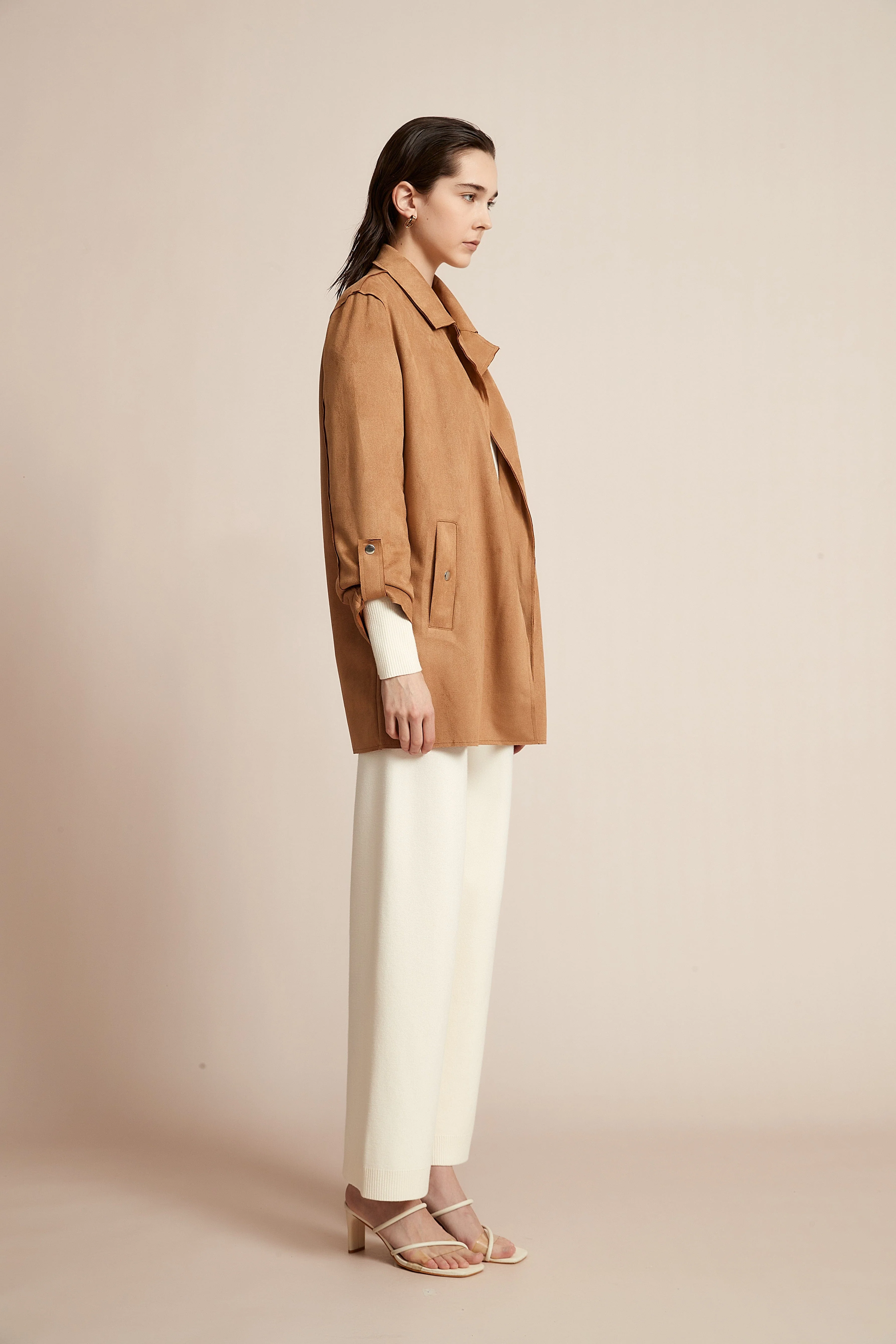 Open Jacket, Plain with Long Collar and Long Sleeves - Image 10