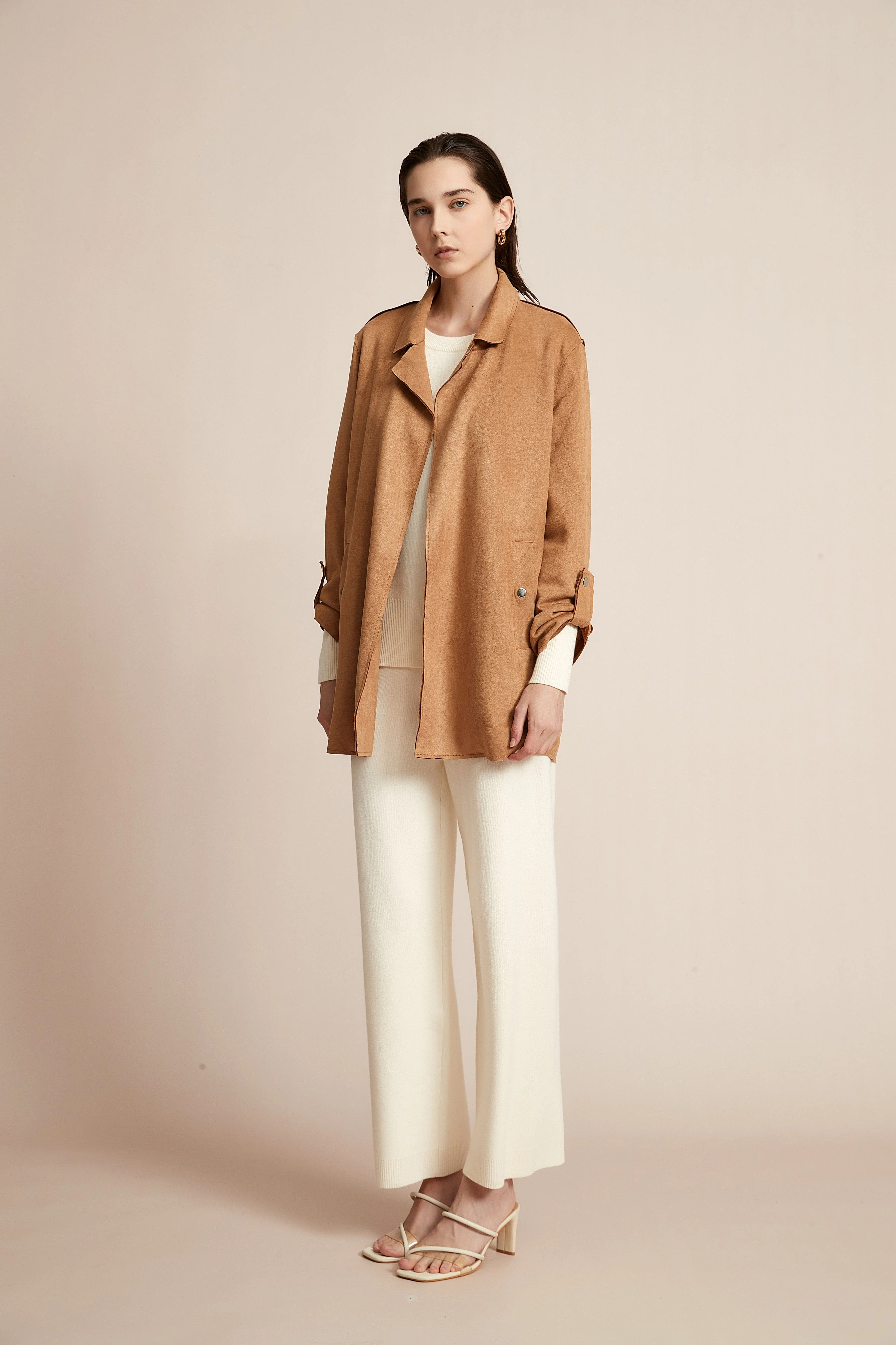 Open Jacket, Plain with Long Collar and Long Sleeves - Image 11