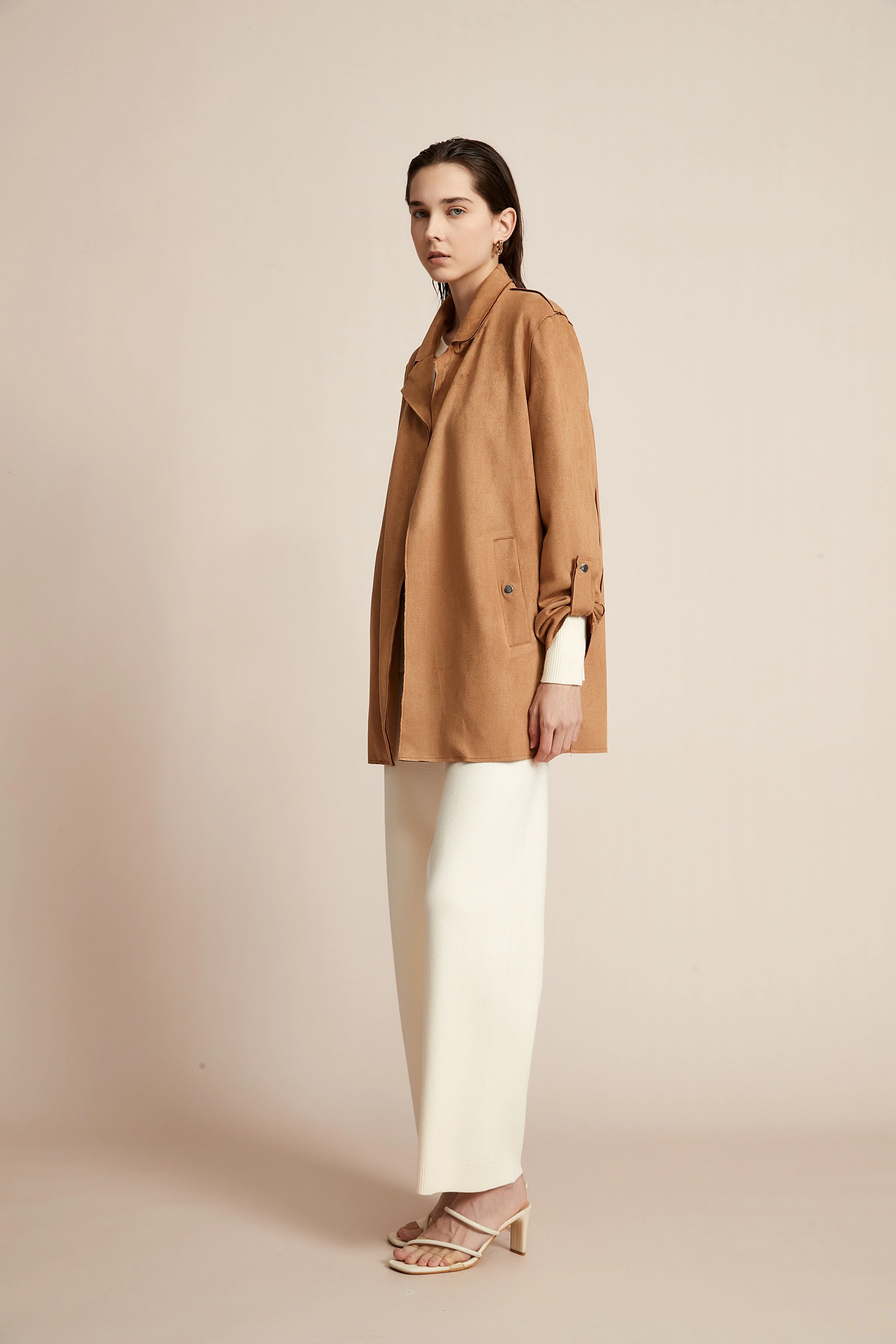 Open Jacket, Plain with Long Collar and Long Sleeves - Image 12