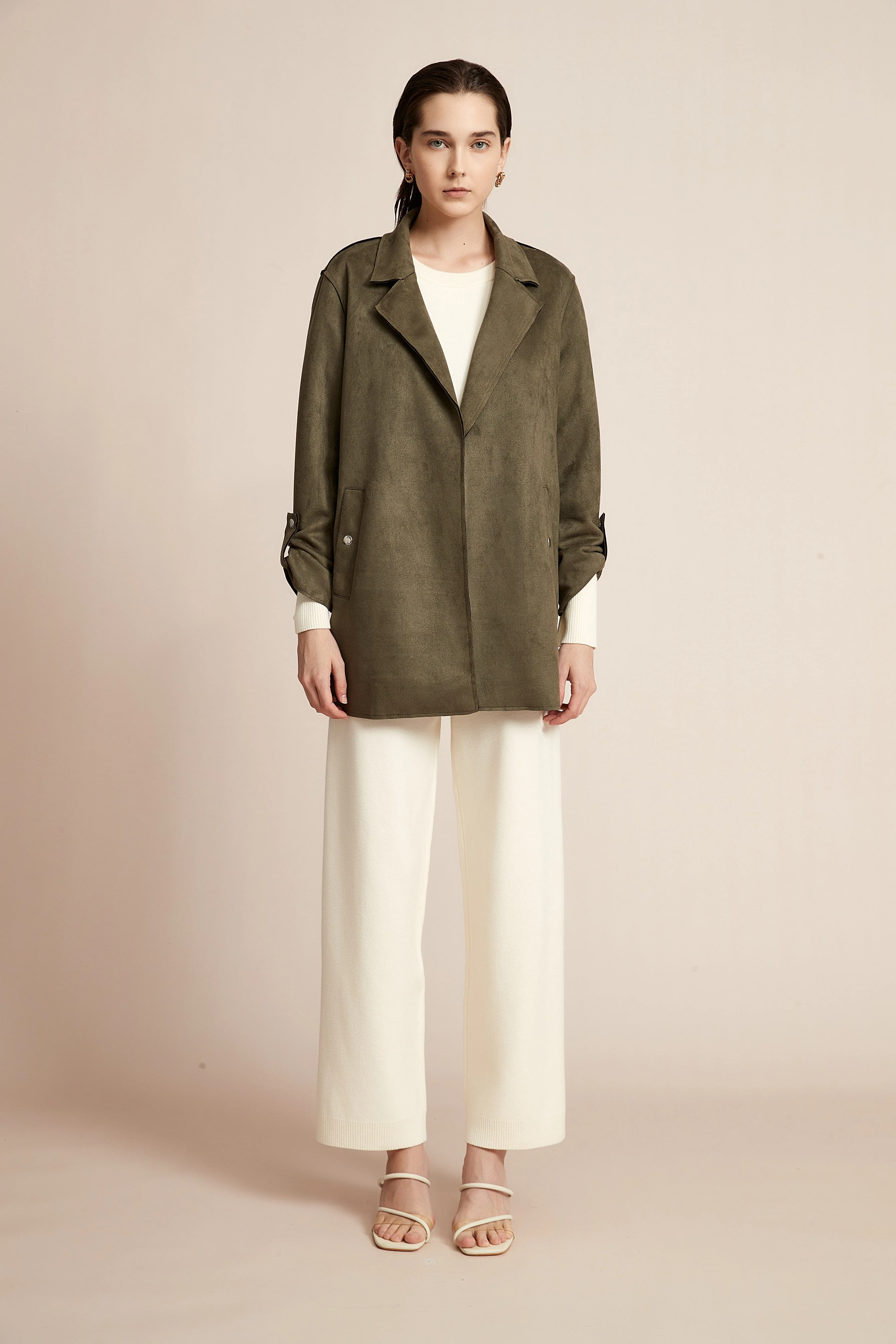 Open Jacket, Plain with Long Collar and Long Sleeves - Image 2