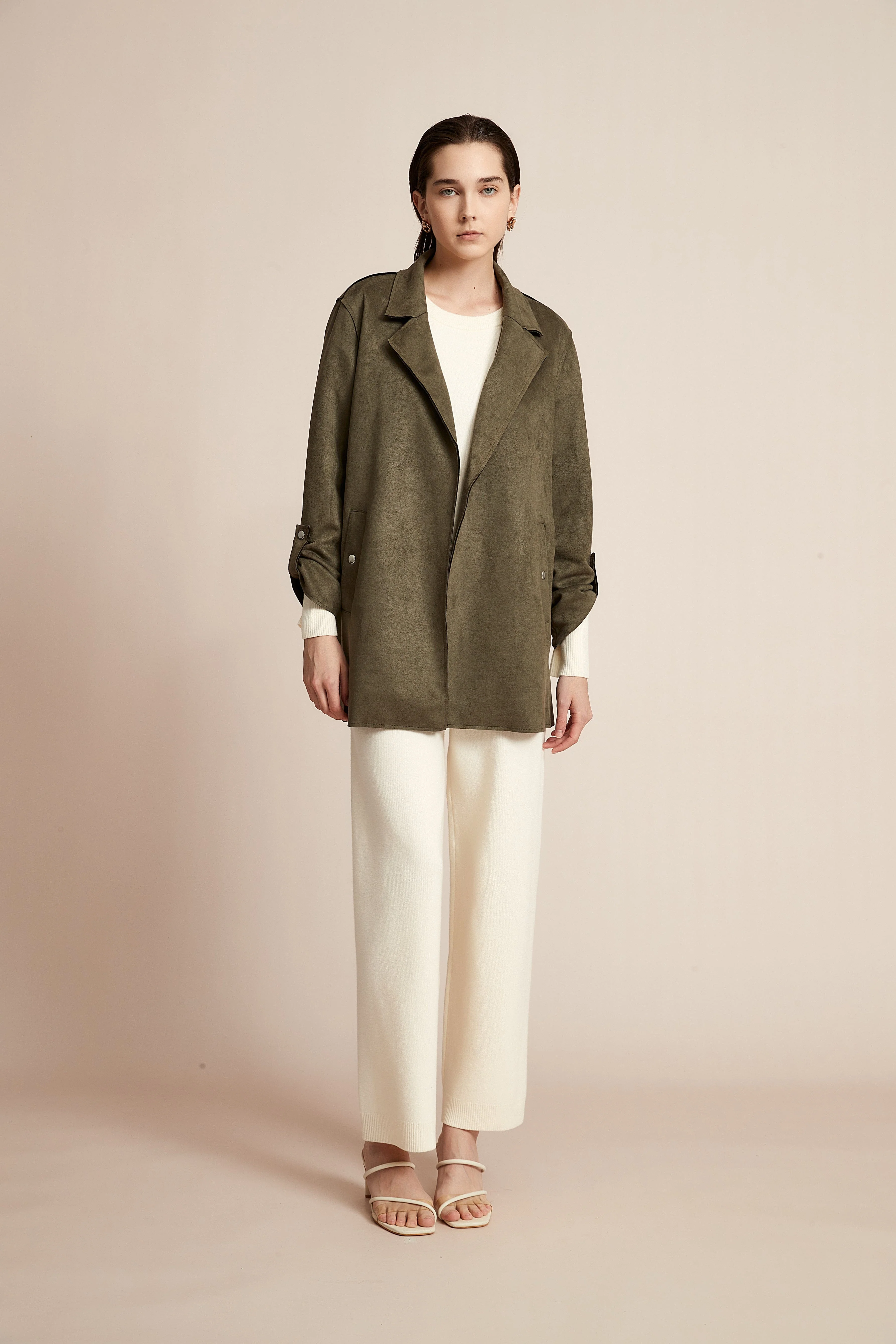 Open Jacket, Plain with Long Collar and Long Sleeves - Image 3