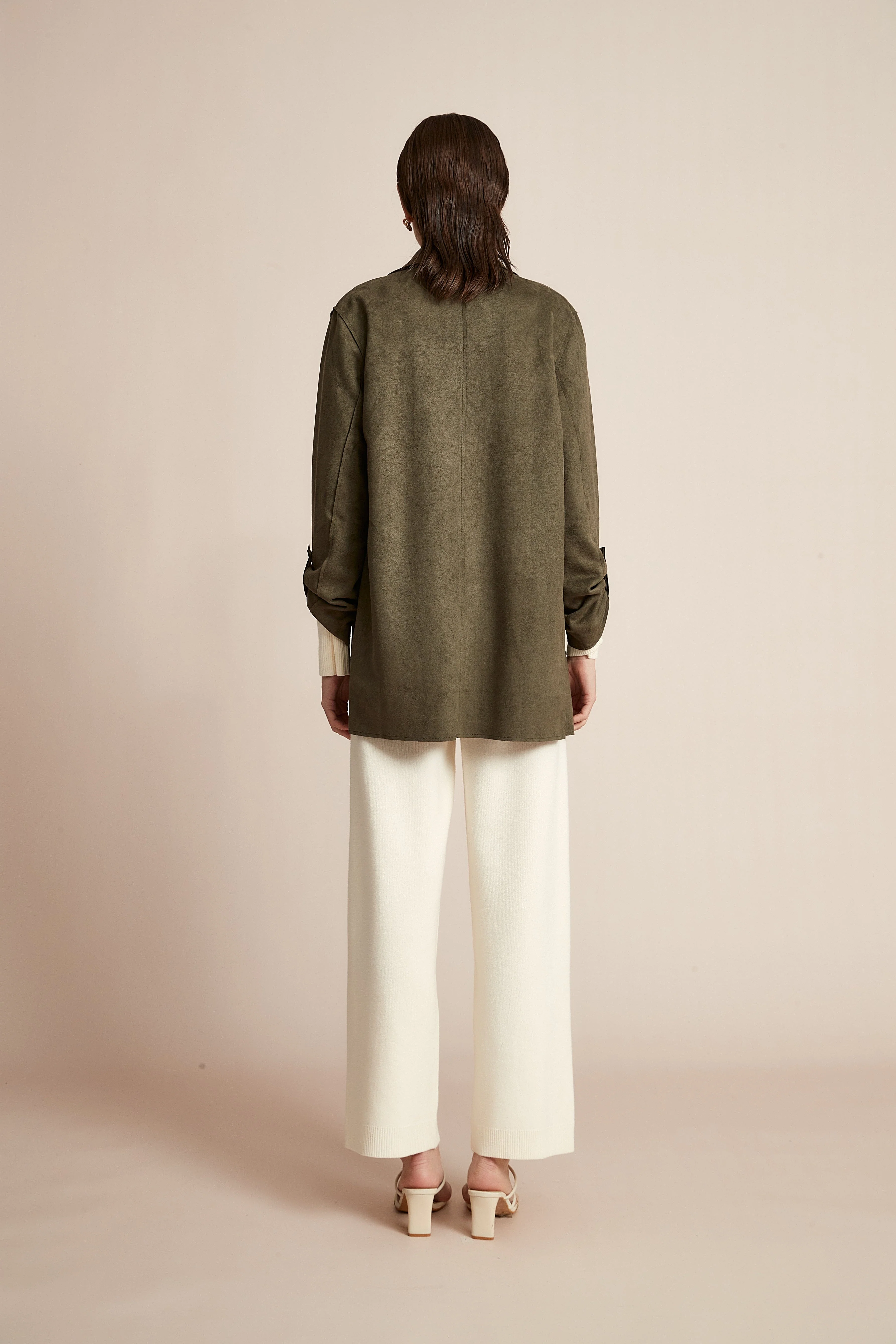 Open Jacket, Plain with Long Collar and Long Sleeves - Image 6