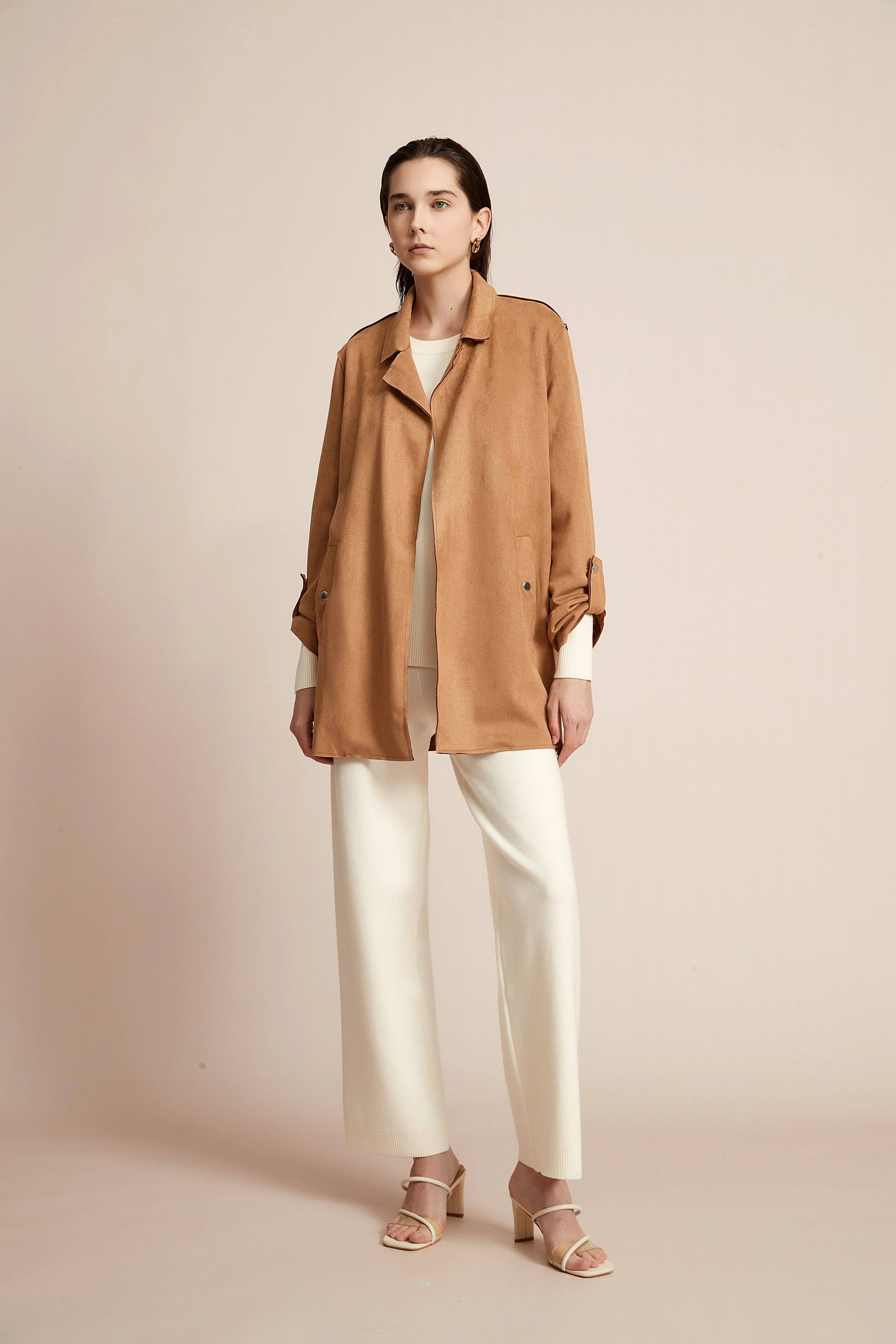 Open Jacket, Plain with Long Collar and Long Sleeves - Image 7