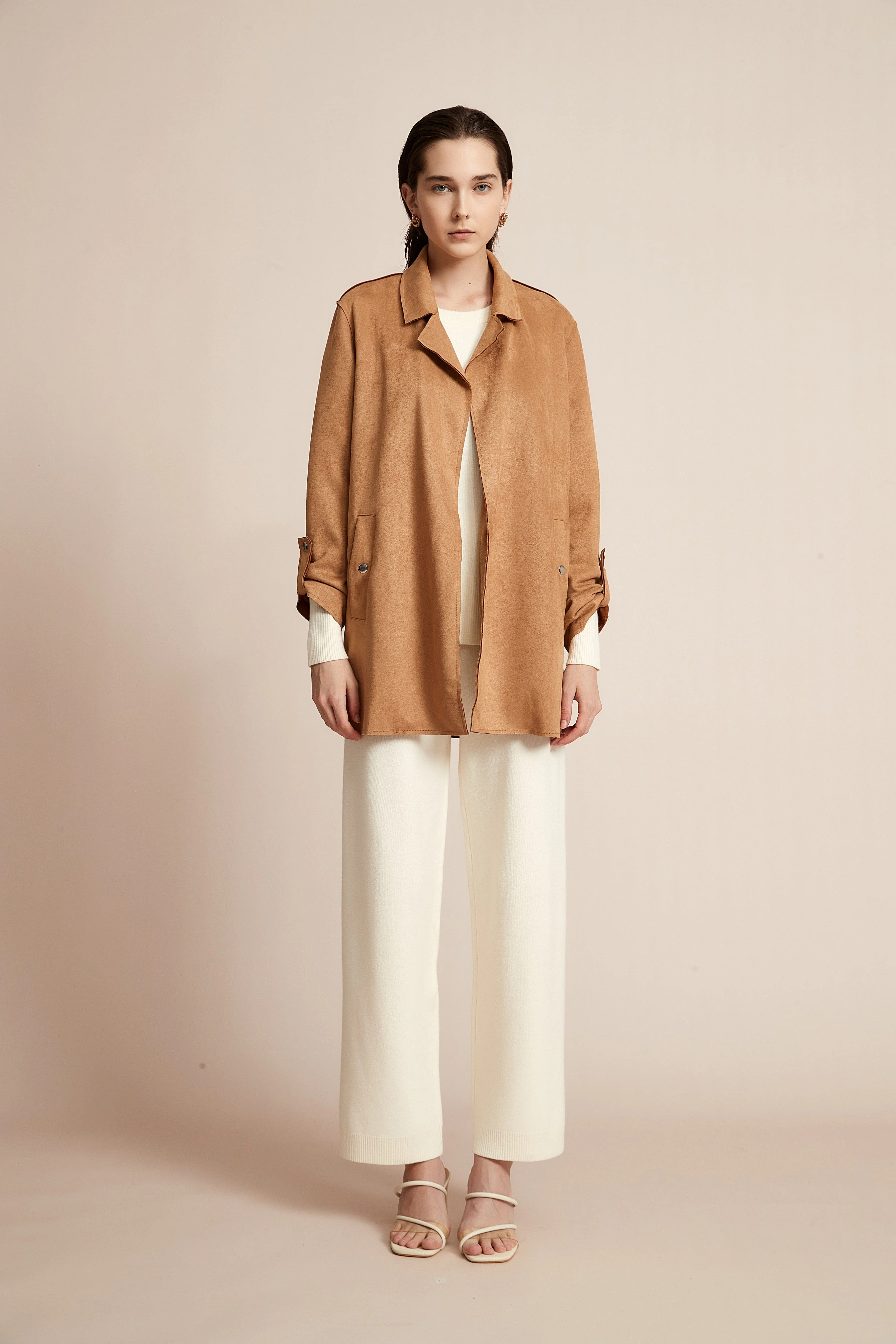 Open Jacket, Plain with Long Collar and Long Sleeves - Image 8