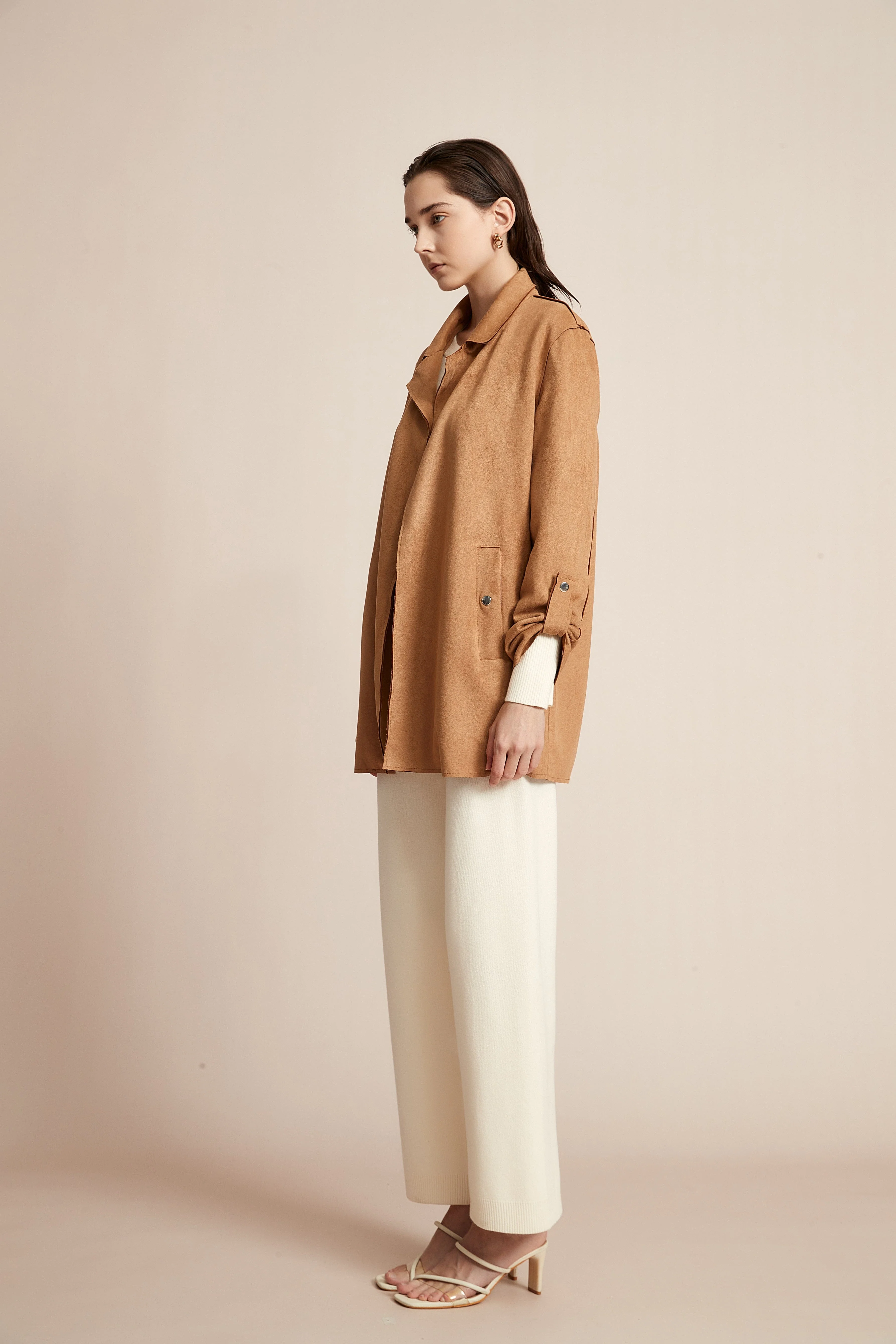 Open Jacket, Plain with Long Collar and Long Sleeves - Image 9