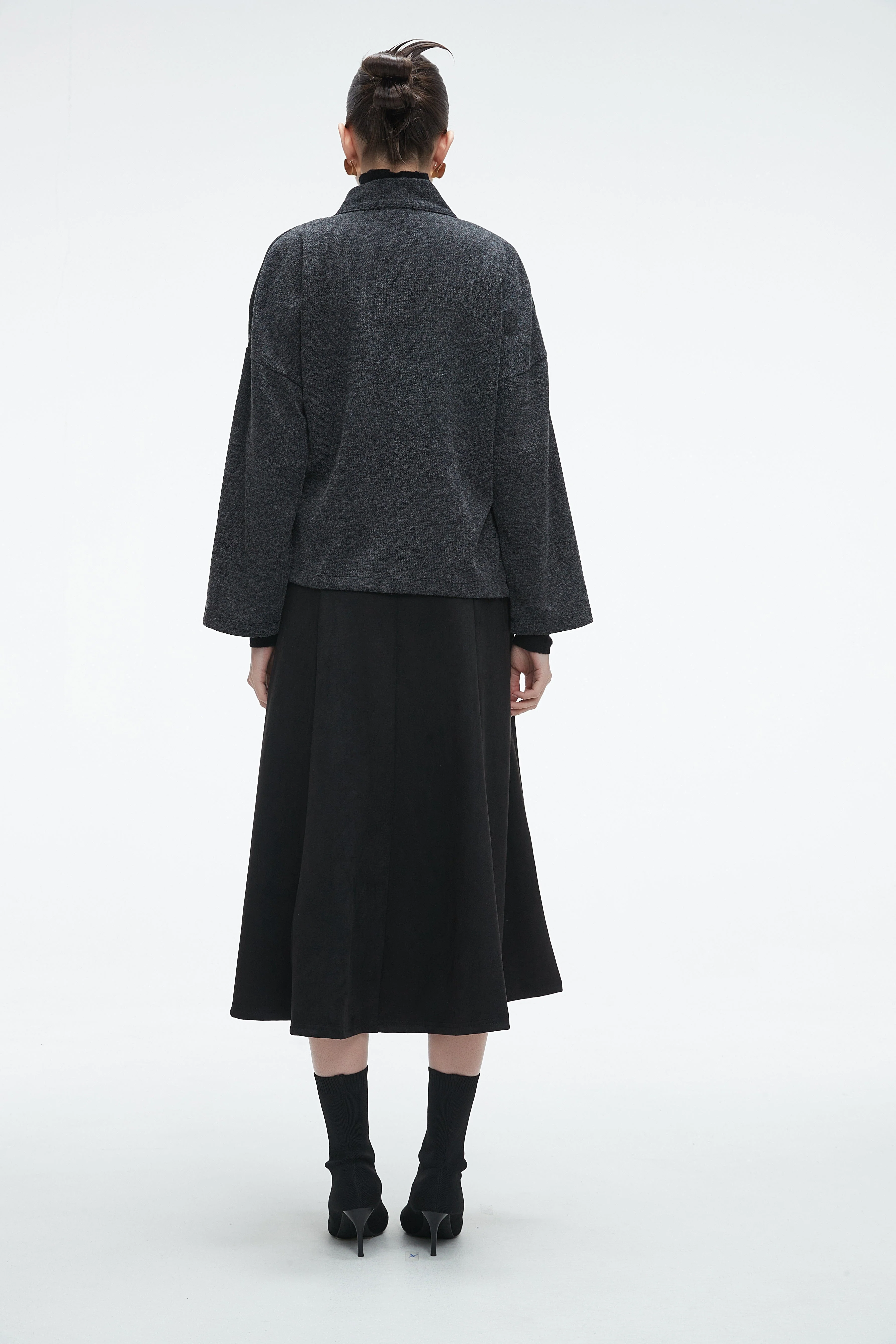 Plain Wrap Cardigan with Side Tie and Long Sleeves - Image 9