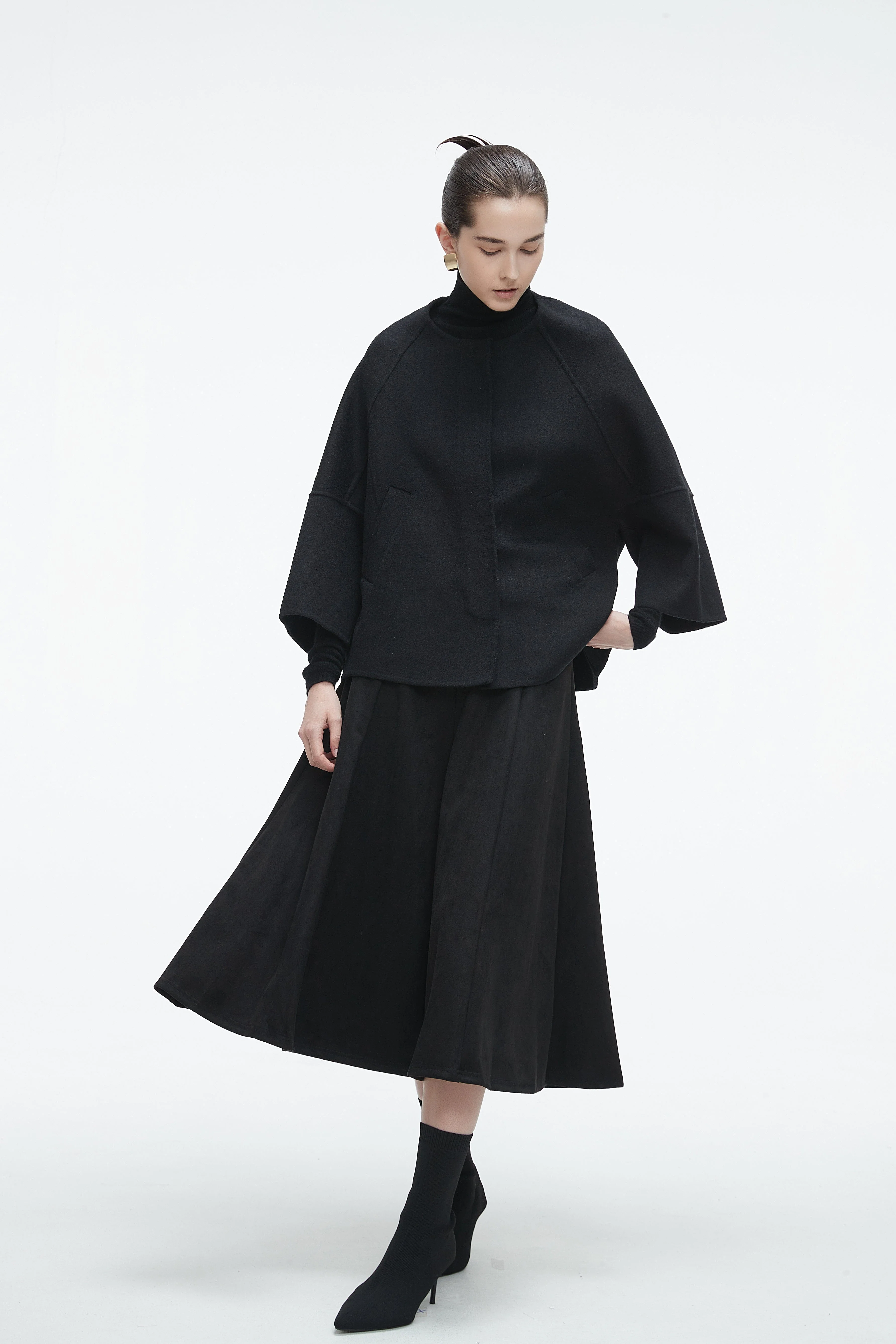 Solid Long Wide Sleeve Jacket for Work