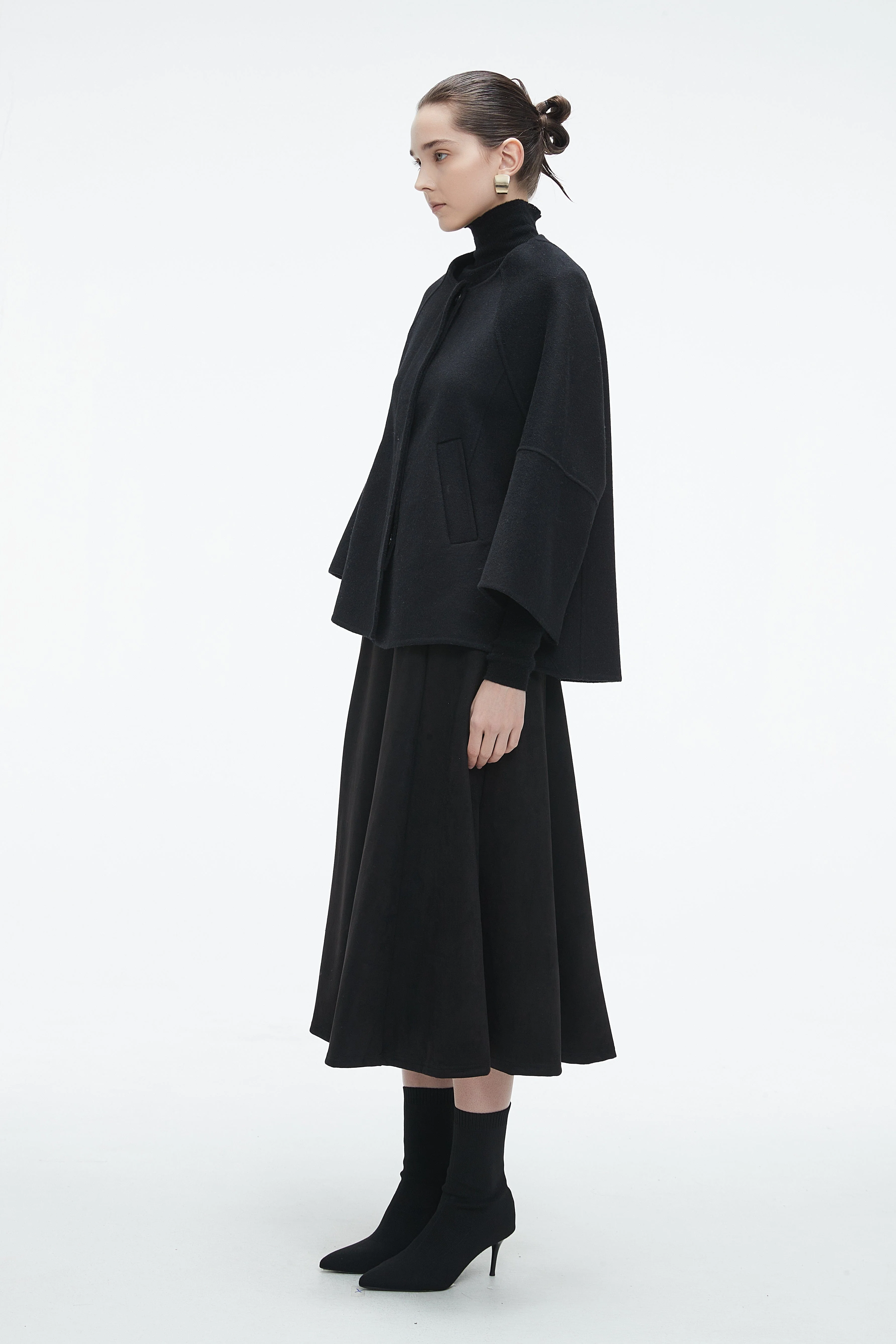 Solid Long Wide Sleeve Jacket for Work - Image 4